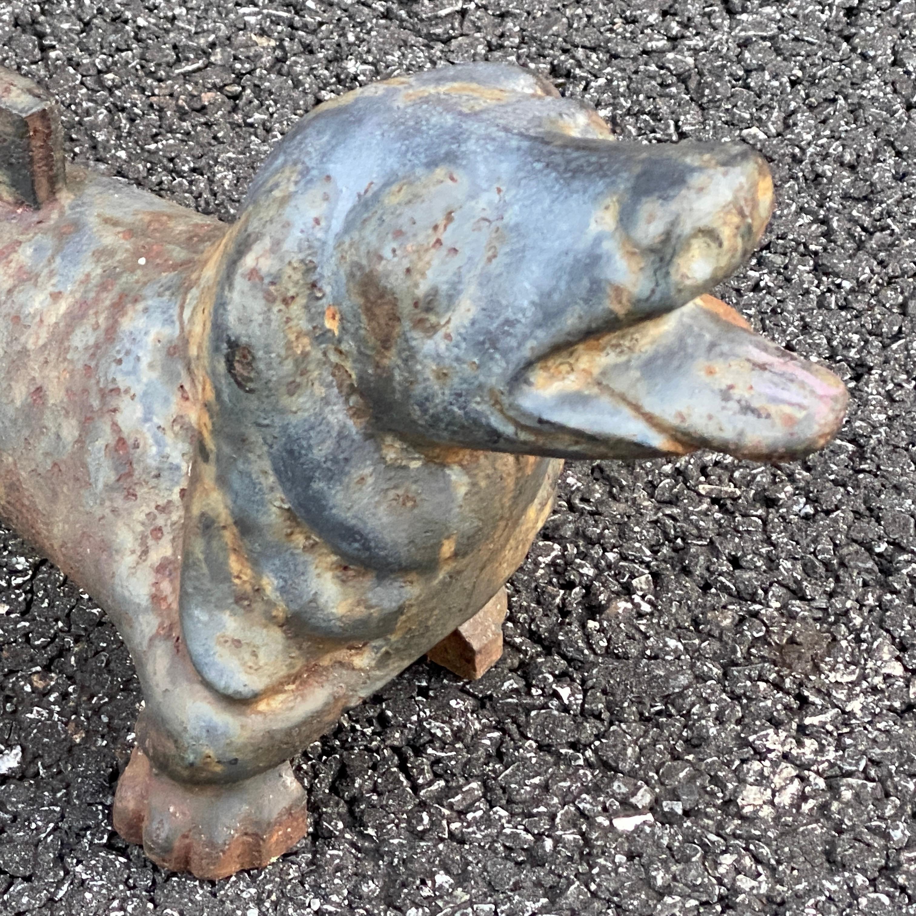 Antique Heavy Cast Iron Dachshund Weiner Dog Boot Scraper In Good Condition For Sale In West Chester, PA