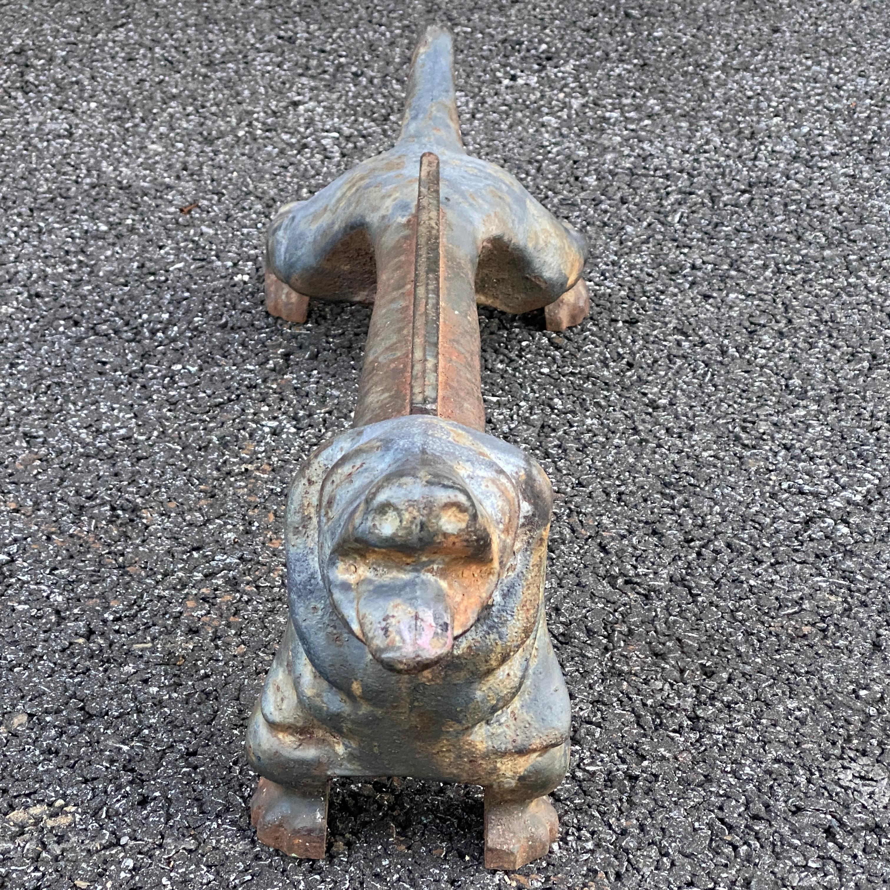 20th Century Antique Heavy Cast Iron Dachshund Weiner Dog Boot Scraper For Sale