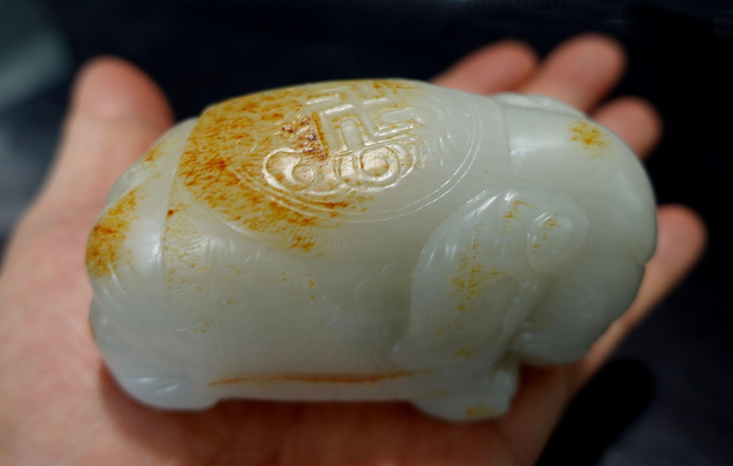Antique Heavy Chinese Carved Hetain White Jade 