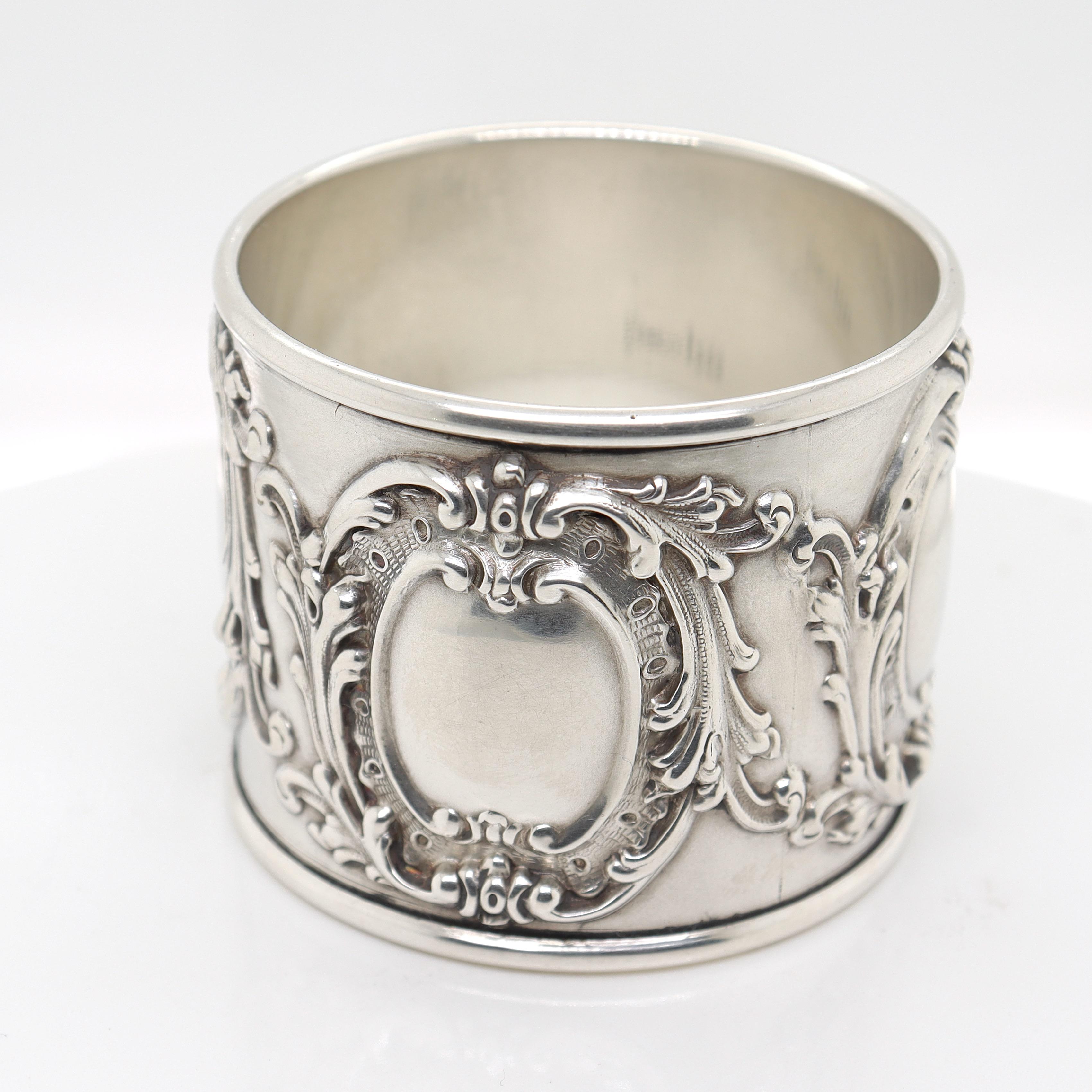 Antiker, schwerer edwardianischer Simons Brothers Serviettenring aus Sterlingsilber 1