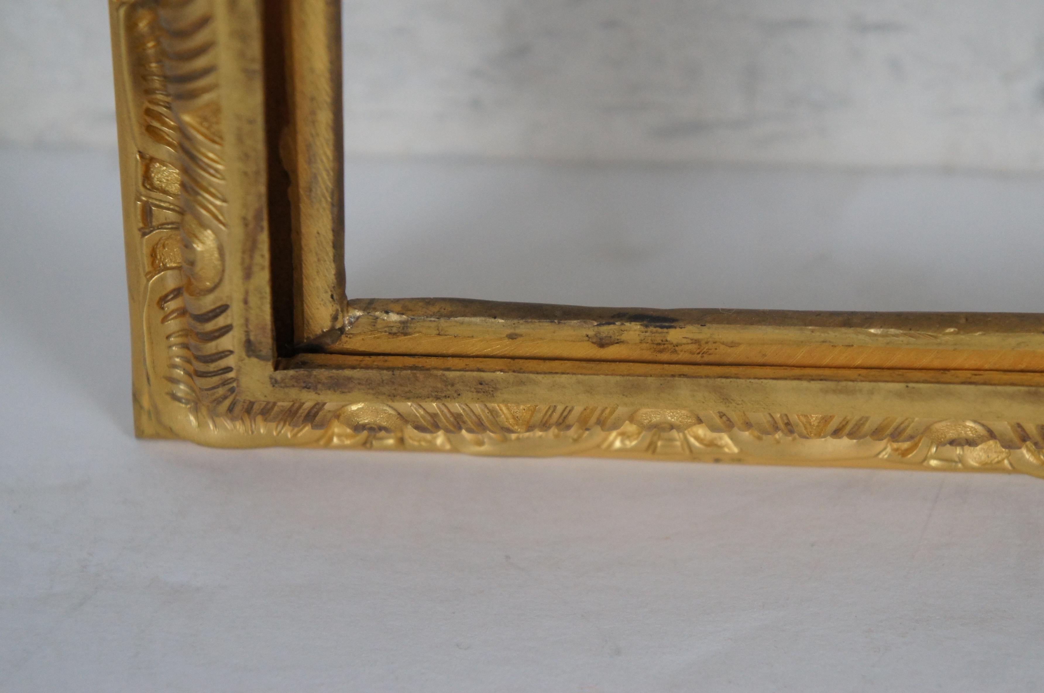 Cadre photo d'art ancien en bronze doré lourd pour miroir 13