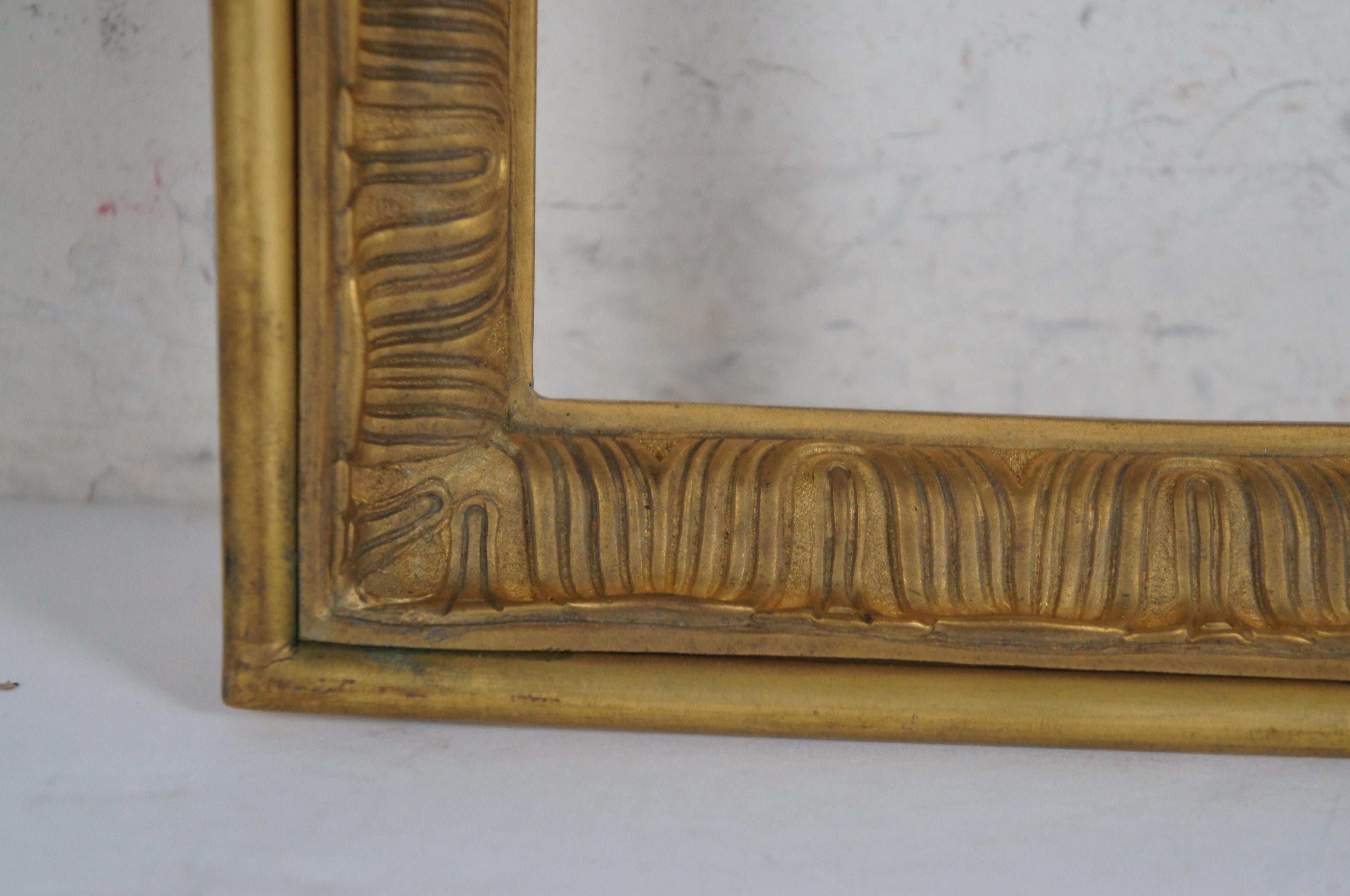 Antike schwere vergoldete Bronze Spiegel Bild Kunstwerk Fotorahmen 13