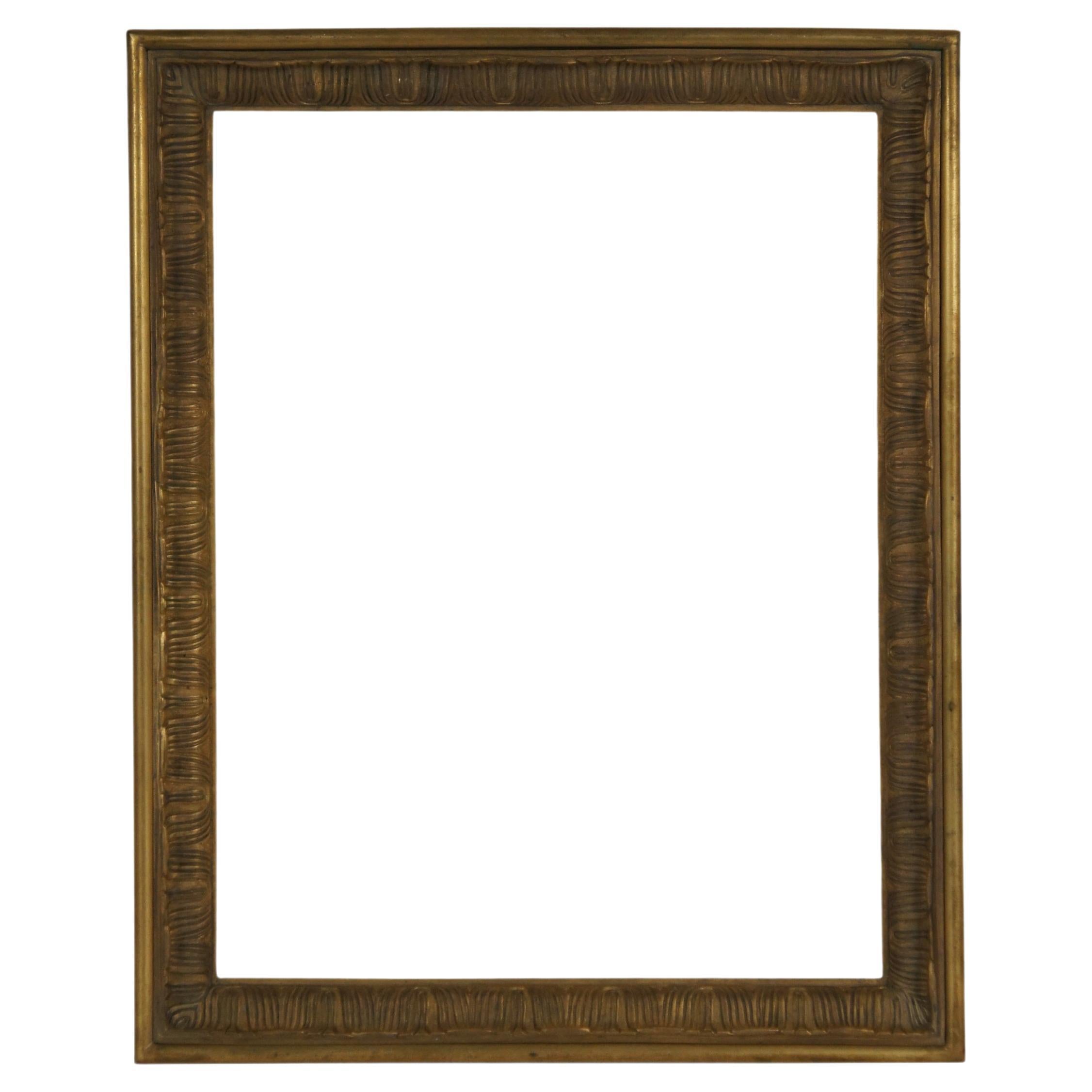 Cadre photo d'art ancien en bronze doré lourd pour miroir 13" x 16" en vente