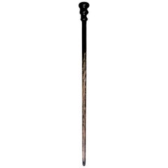 Used Heavy Metal Pommel with Inset Compass Gadget Cane or Walking Stick