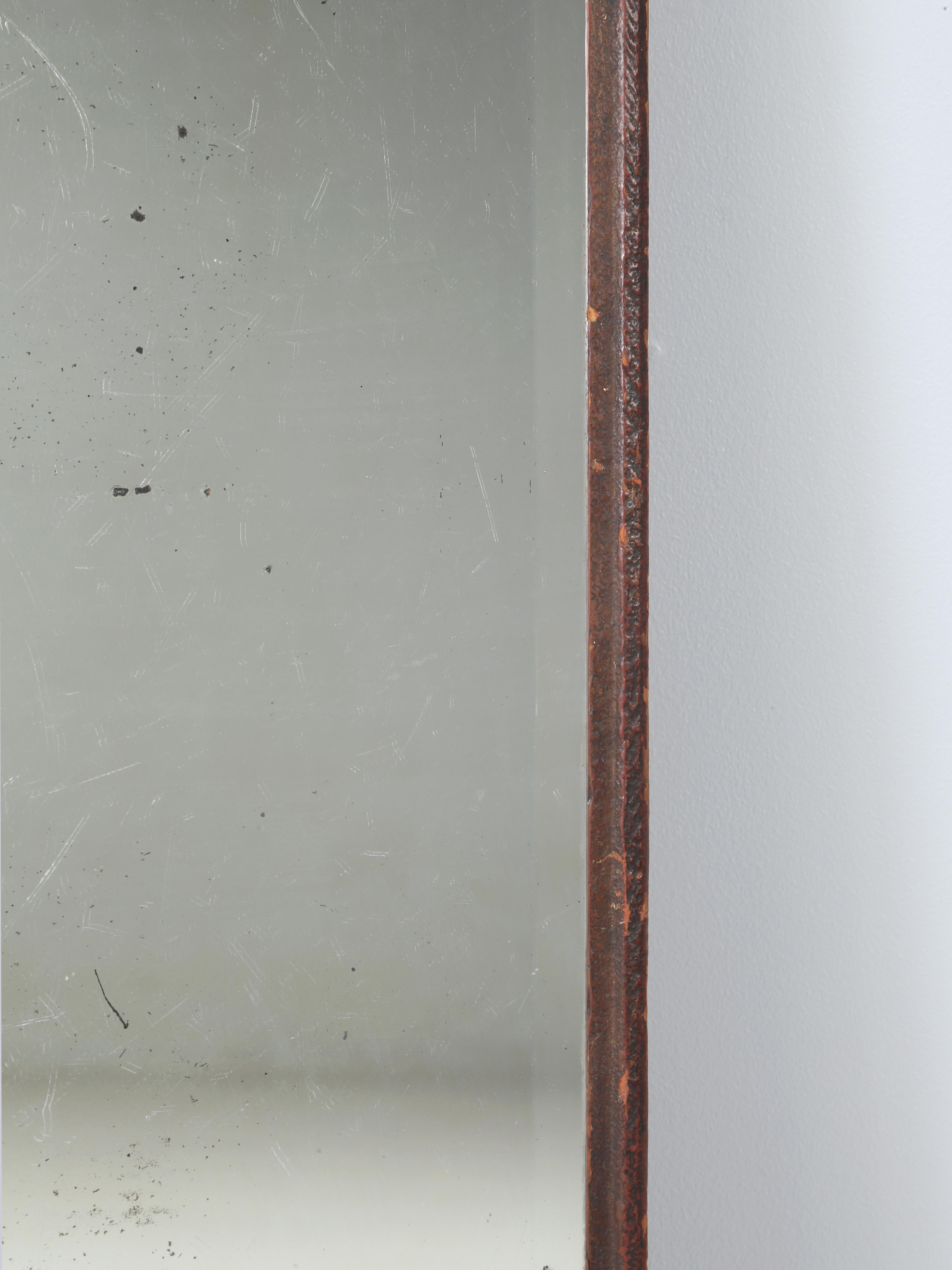 Early 20th Century Antique Heavy Plate Glass Mirror with Great Patina. Frame was Originally Gilded. For Sale
