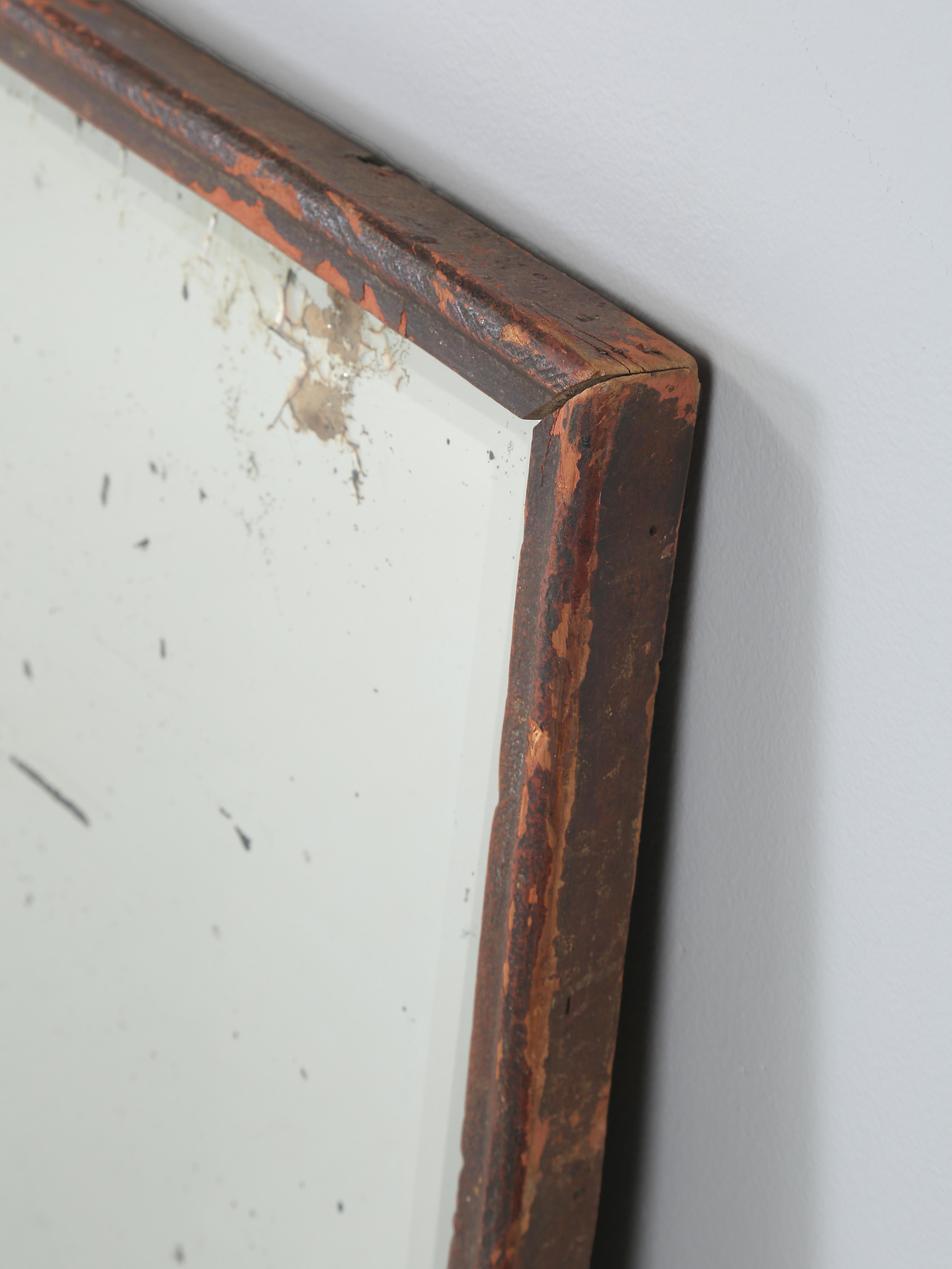 Antique Heavy Plate Glass Mirror with Great Patina. Frame was Originally Gilded. For Sale 2