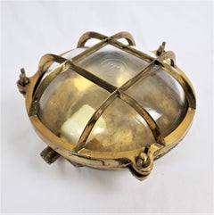 Antique Heavy Solid Brass Nautical Styled Round Cage Light