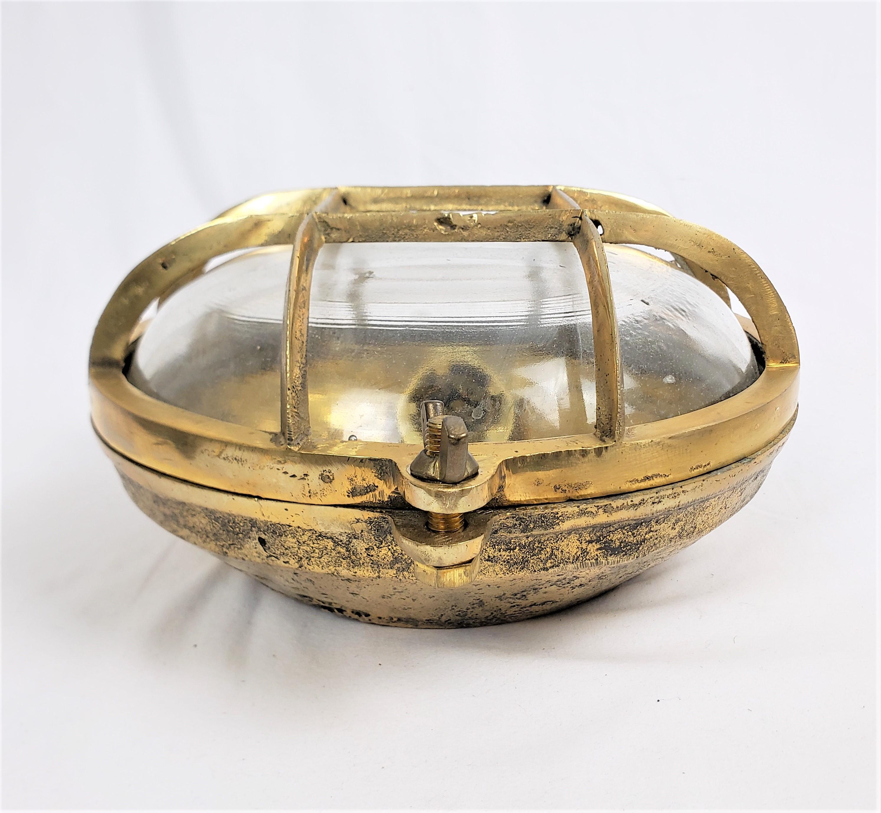 Machine-Made Antique Heavy Solid Brass Nautical Styled Round Cage Light For Sale