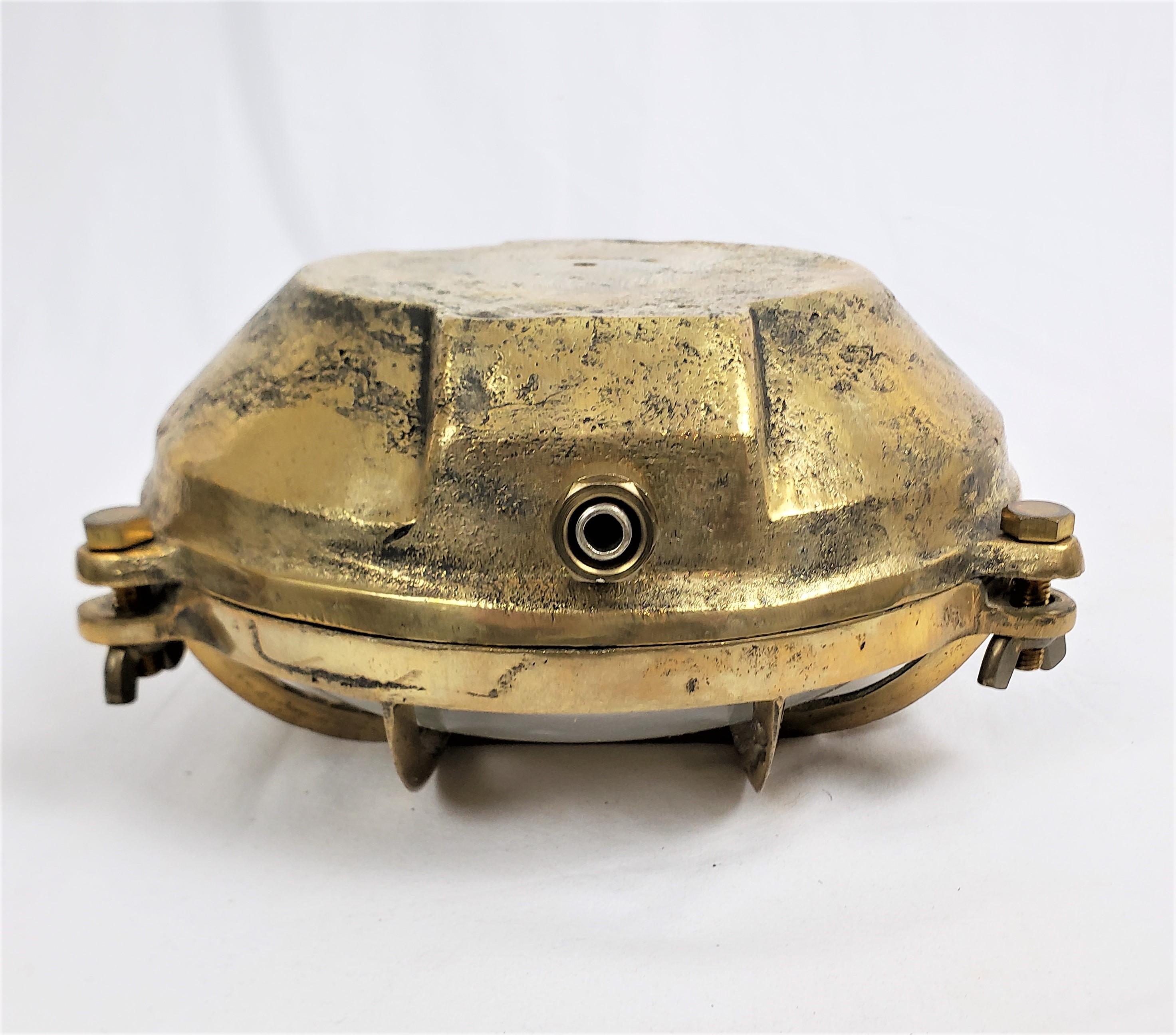 Antike schwere, runde Käfiglampe aus massivem Messing im nautischen Stil im Angebot 1