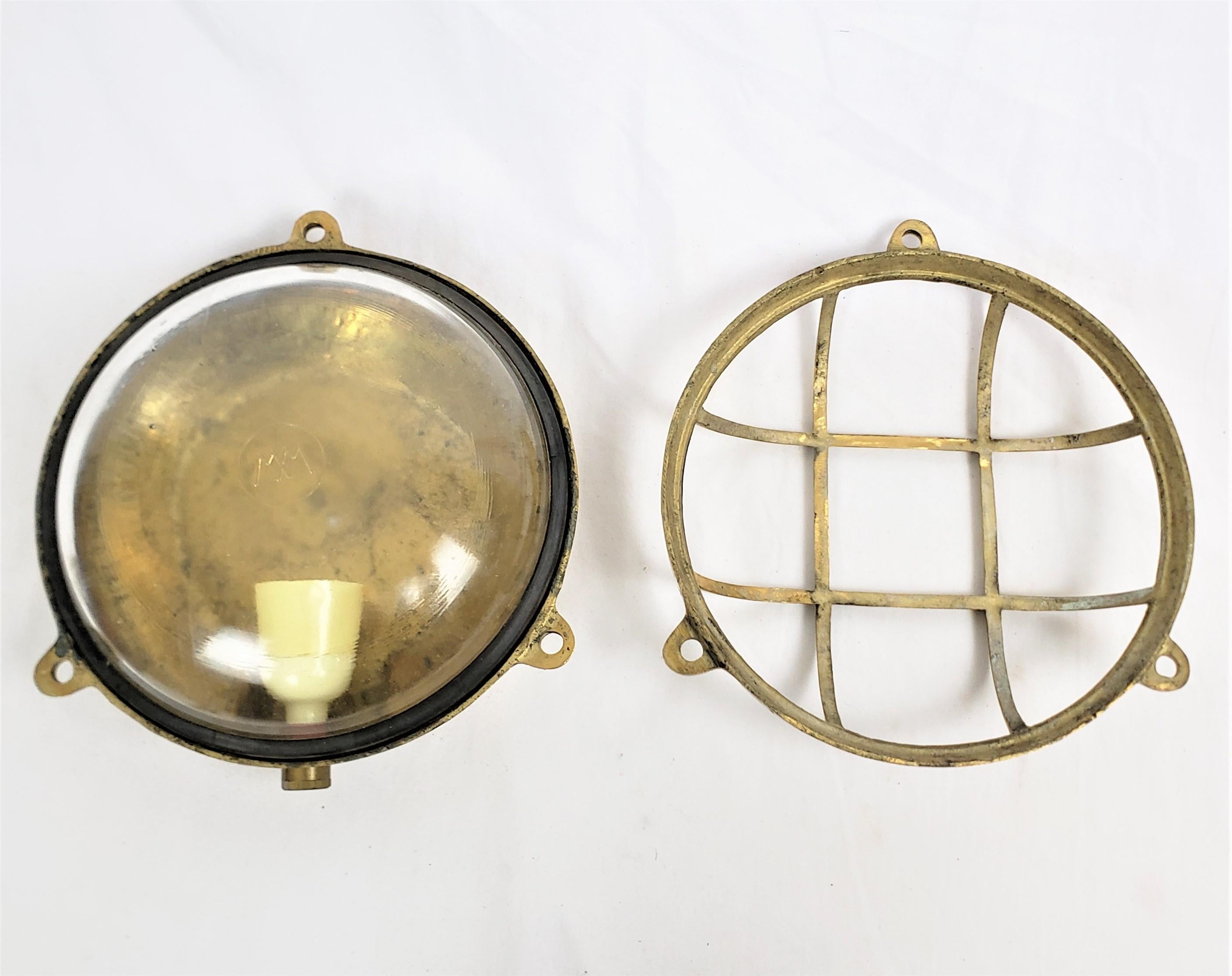 Antique Heavy Solid Brass Nautical Styled Round Cage Light For Sale 2