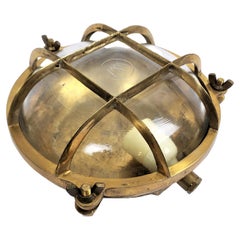 Antique Heavy Solid Brass Nautical Styled Round Cage Light