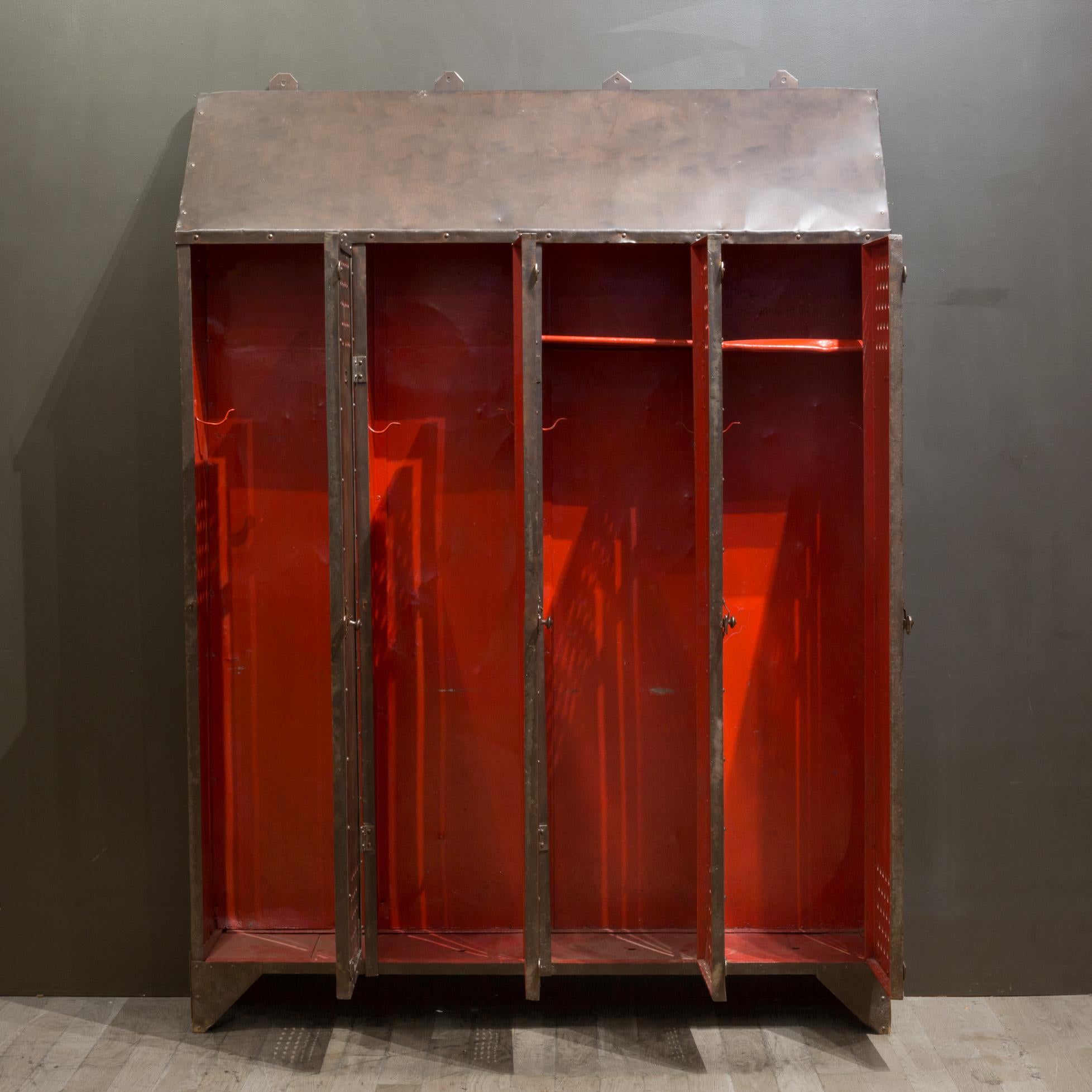 Industrial Antique Heavy Steel French School Gym Lockers c.1920-1930