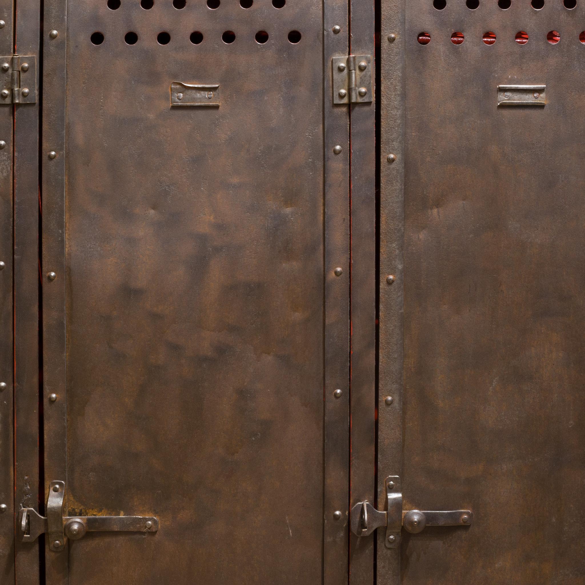 Antique Heavy Steel French School Gym Lockers c.1920-1930 In Good Condition In San Francisco, CA