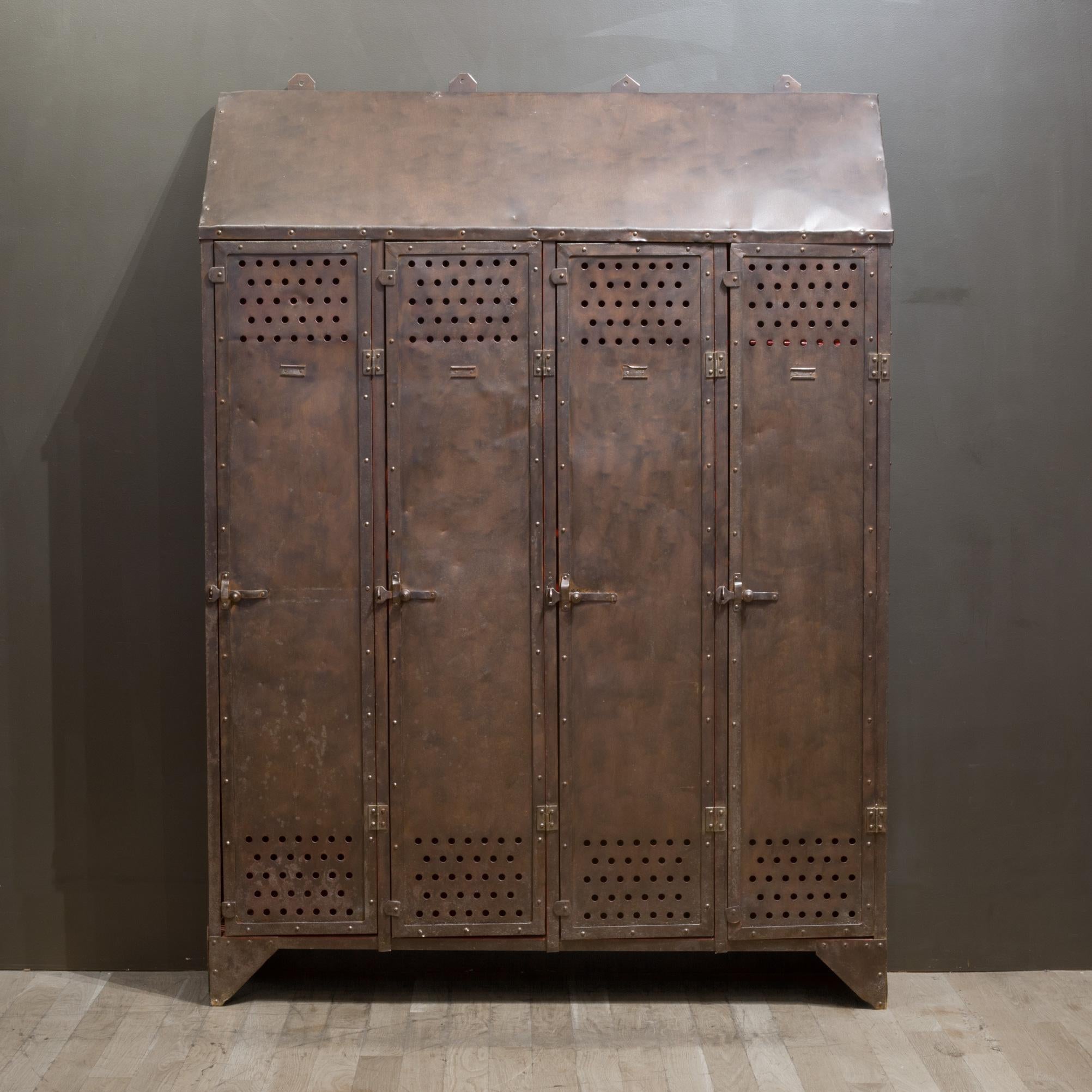 Antique Heavy Steel French School Gym Lockers c.1920-1930 1
