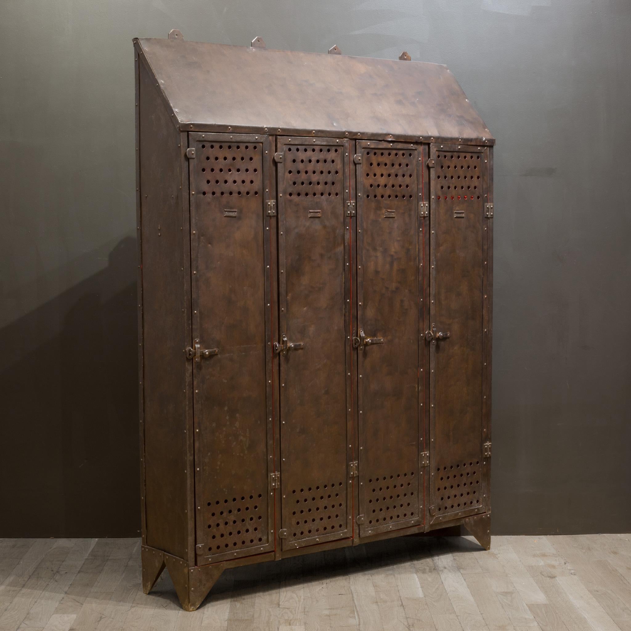 Antique Heavy Steel French School Gym Lockers c.1920-1930 2