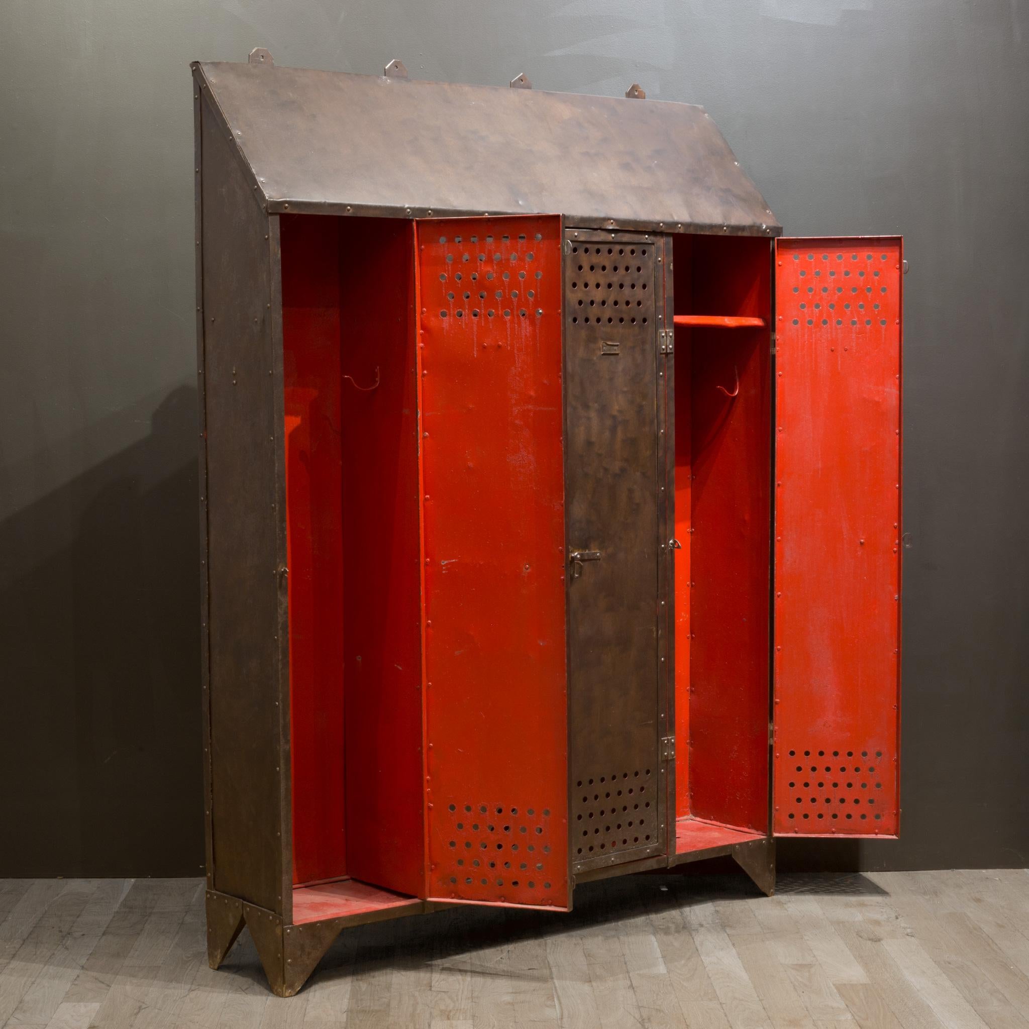 Antique Heavy Steel French School Gym Lockers c.1920-1930 3