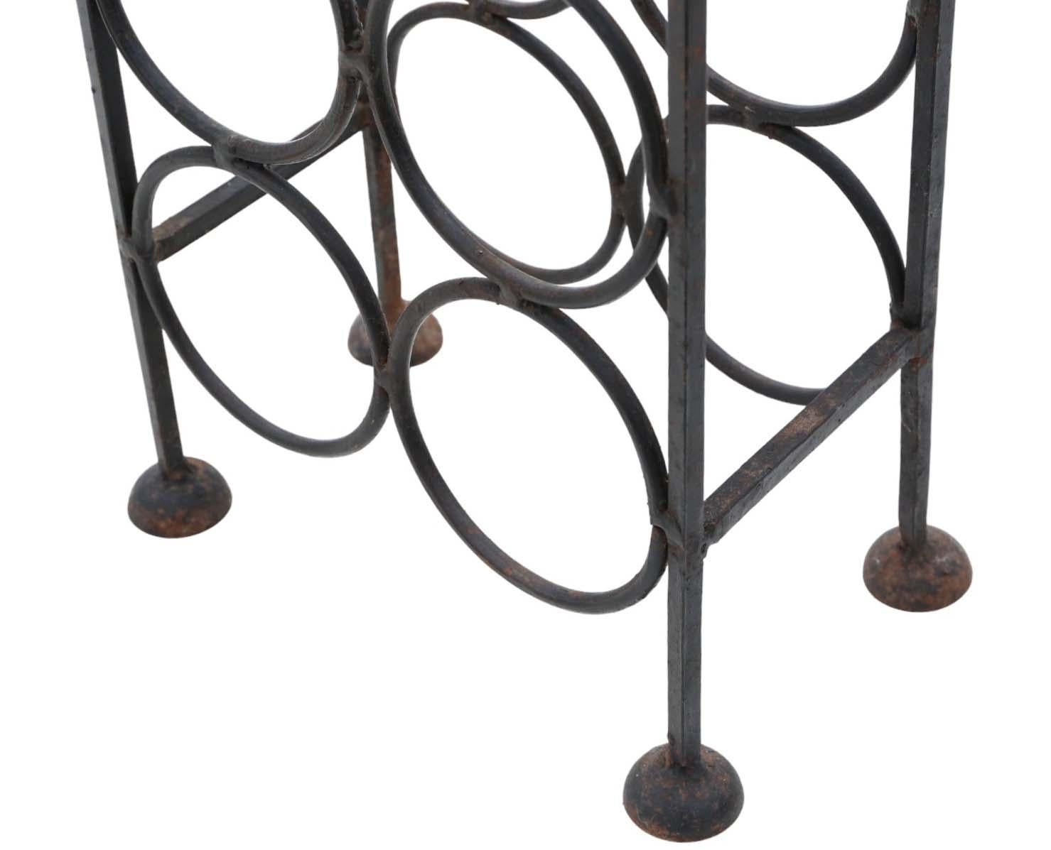 Iron Antique heavy wrought iron wine rack C1920 or earlier 16 bottles stand