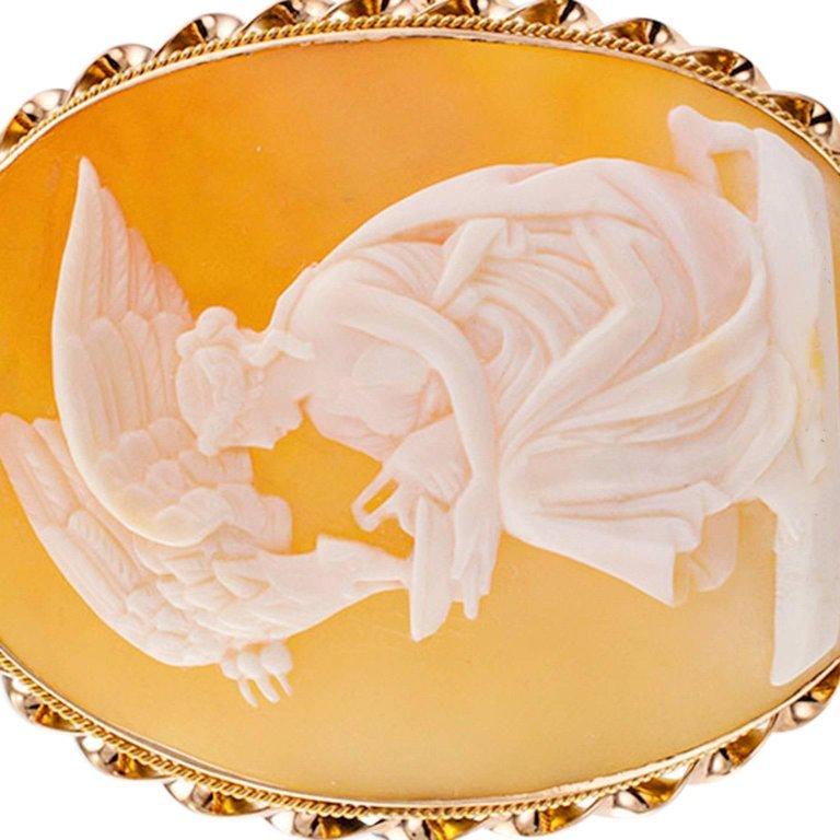 Victorian Antique Hebe and Zeus Mythological Shell Cameo Brooch