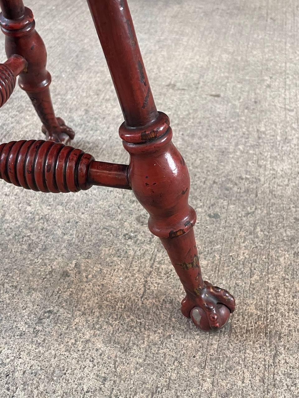 Antique Height Adjustable Piano Stool with Claw Feet For Sale 1