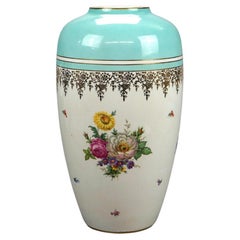 Antique Heinrich German Hand Painted & Gilt Porcelain Floor Vase Circa 1900