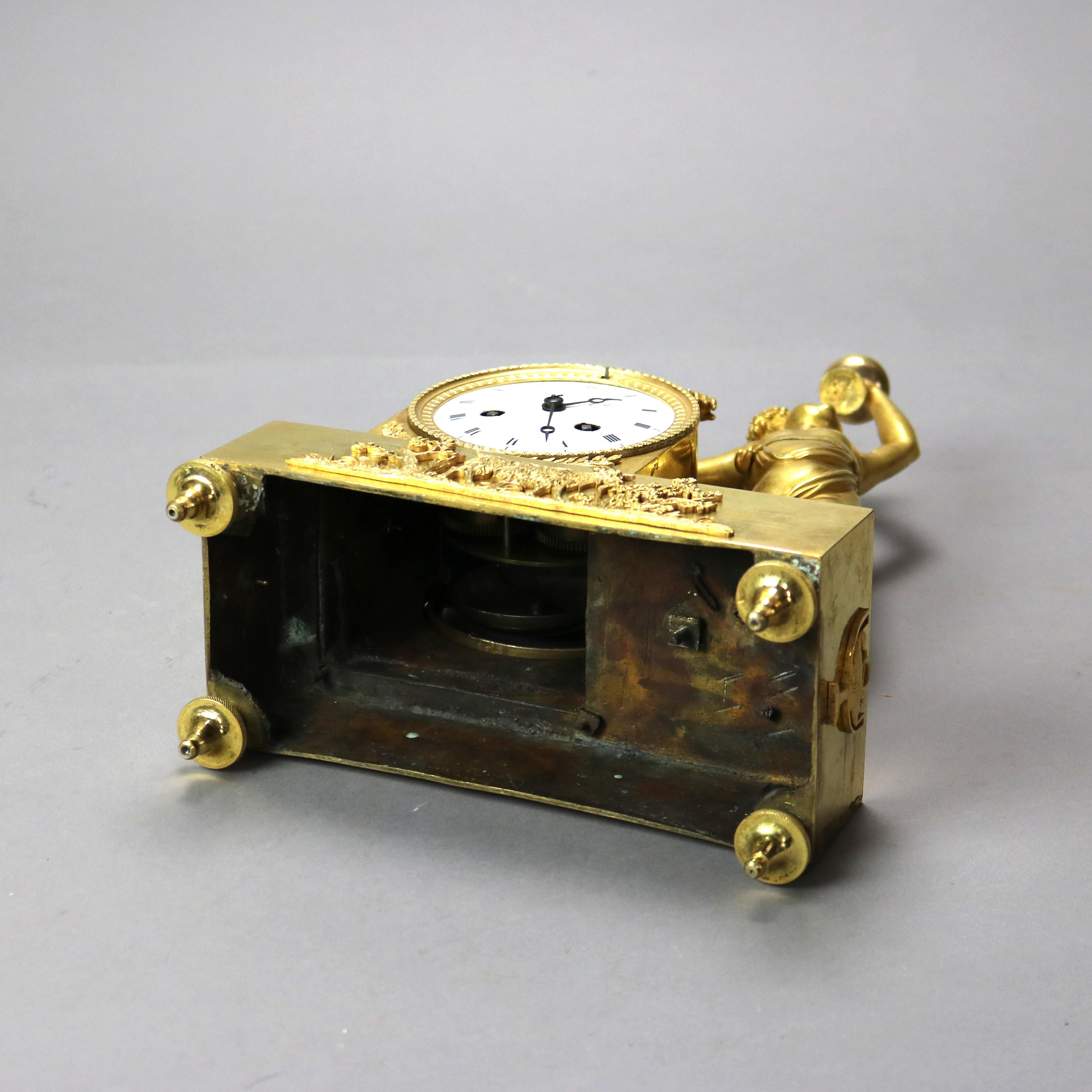 Antique Heinrich Seebaum Junior French Empire Figural Gilt Bronze Clock c1830 5