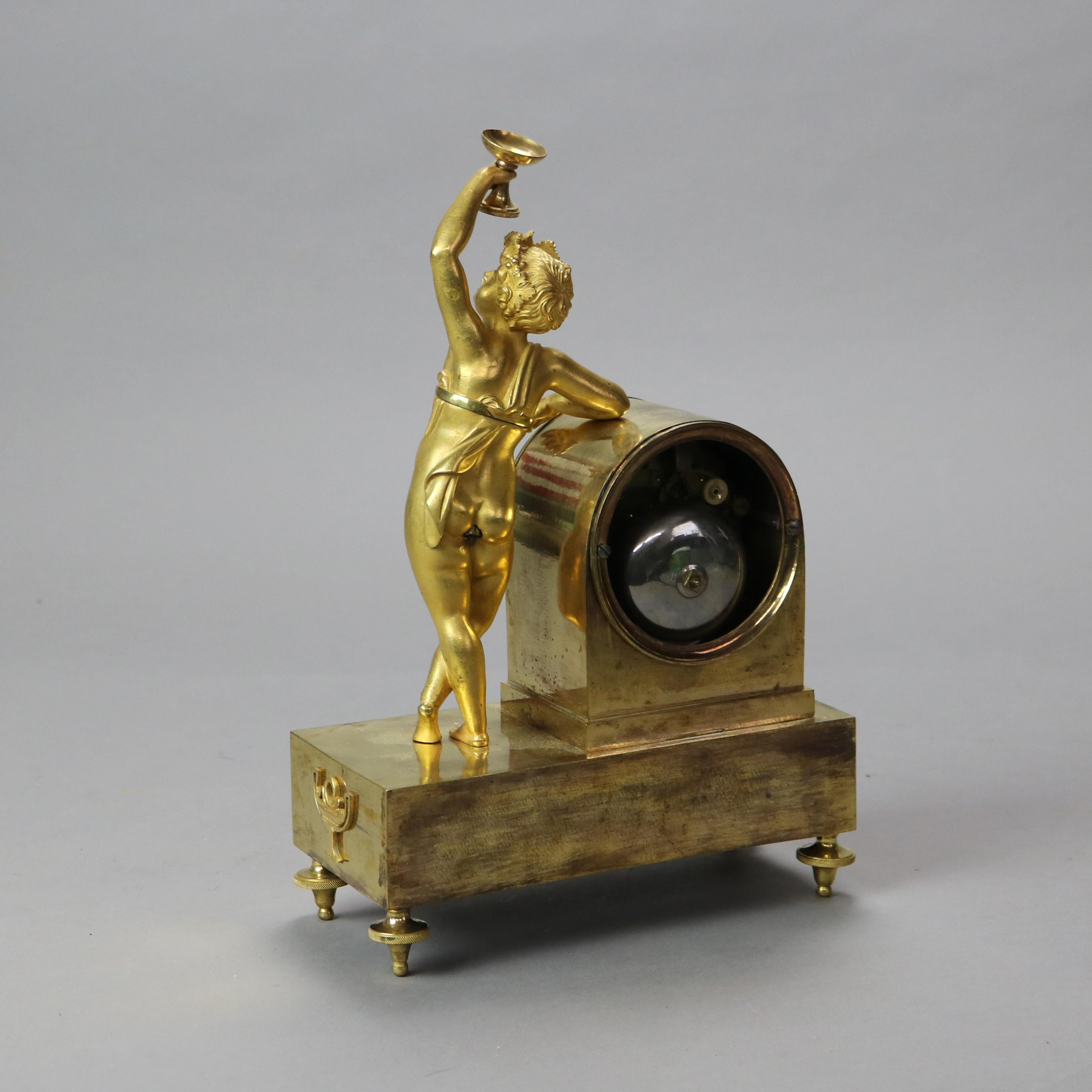 Antique Heinrich Seebaum Junior French Empire Figural Gilt Bronze Clock c1830 2