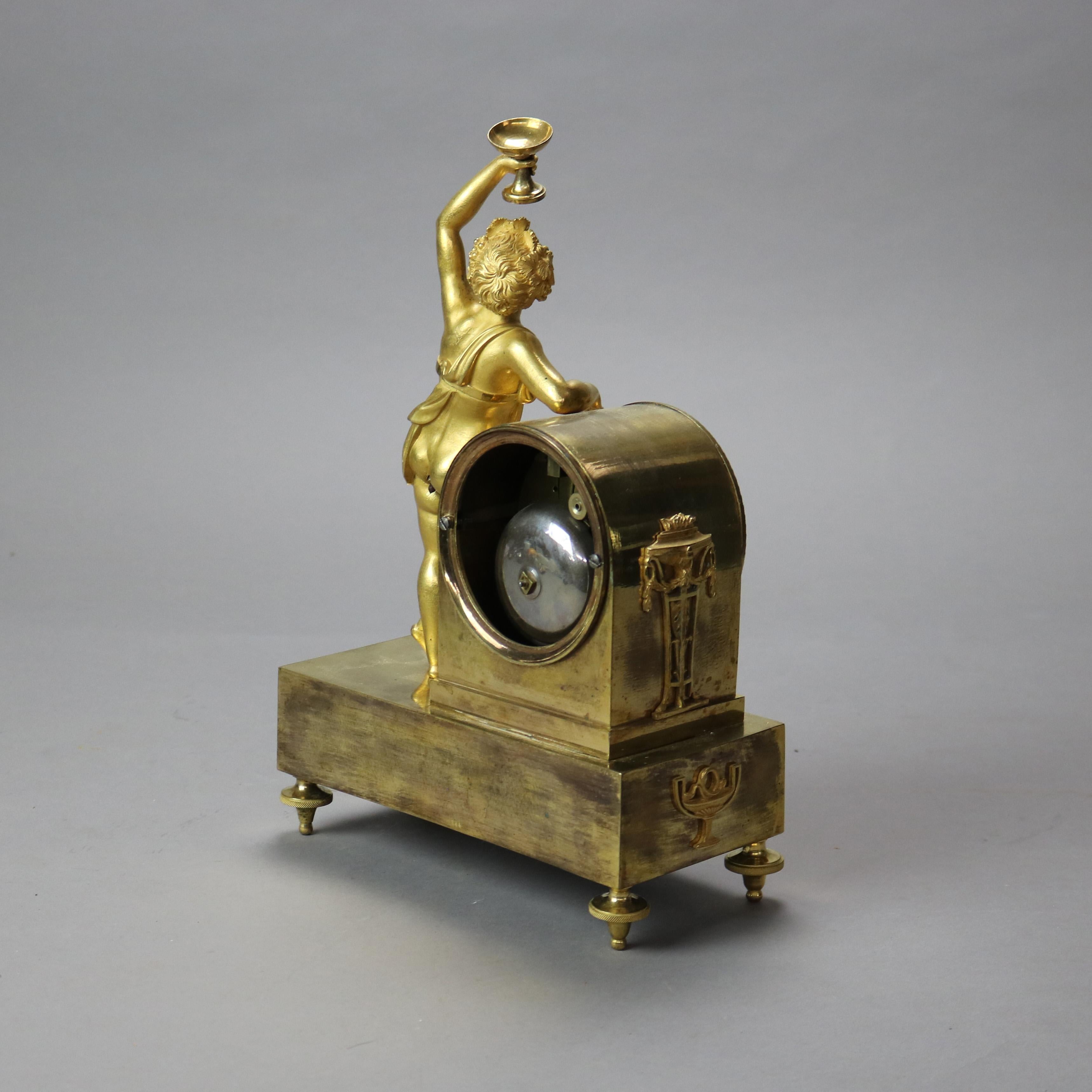 Antique Heinrich Seebaum Junior French Empire Figural Gilt Bronze Clock c1830 3