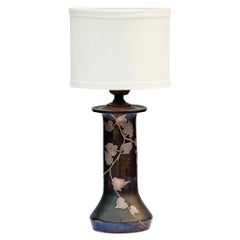 Antique Heintz Bronze & Sterling Silver Table Lamp