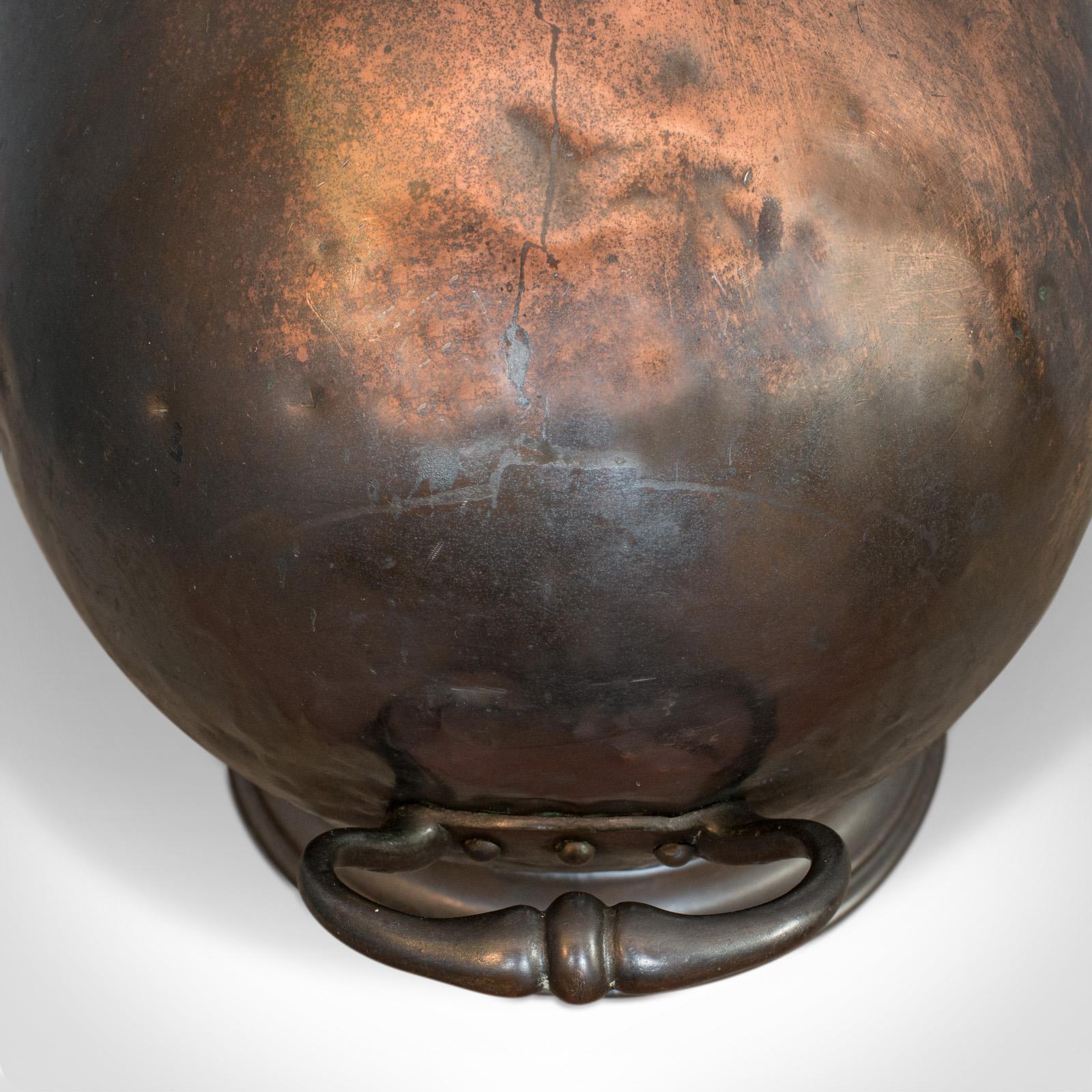 Antique Helmet Coal Scuttle, English, Copper, Fireside, Log Bucket, Victorian 3
