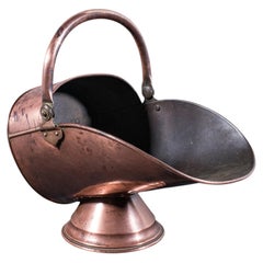 Antique Helmet Fire Bucket, English, Copper Scuttle, Fireside Bin, Victorian