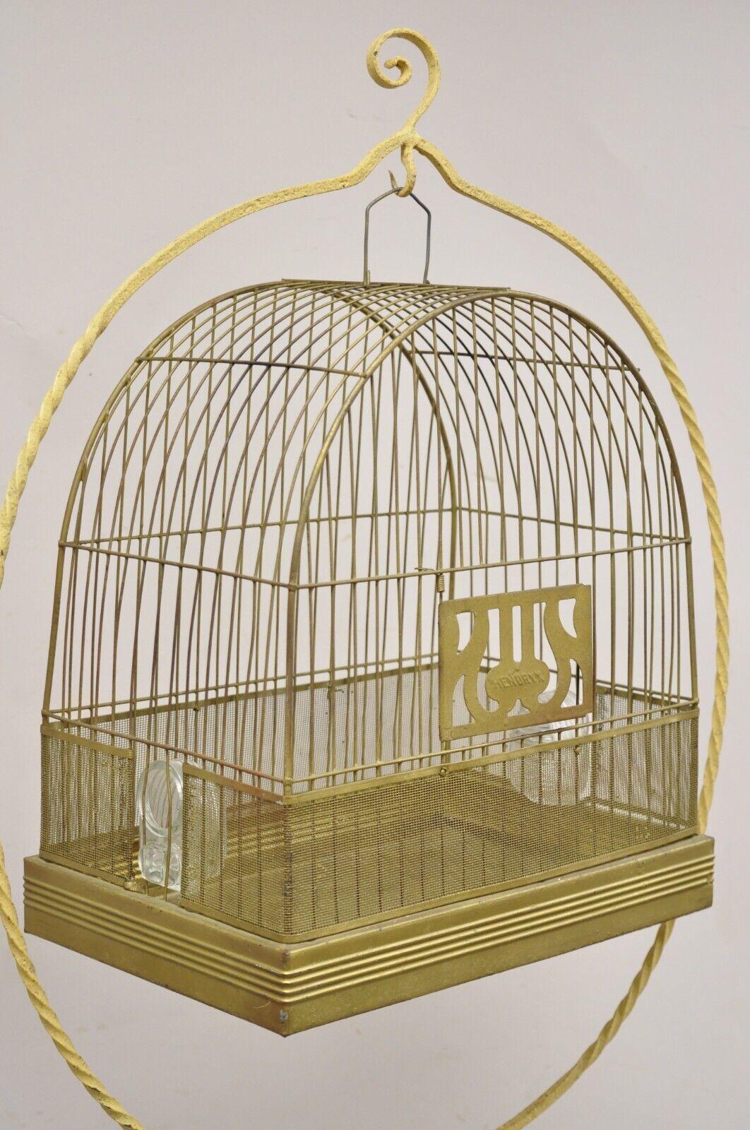 vintage wrought iron bird cage with stand
