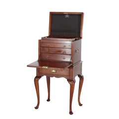 Antique Henkel Harris Mahogany & Burl Inlaid Silver Chest Signed C1930