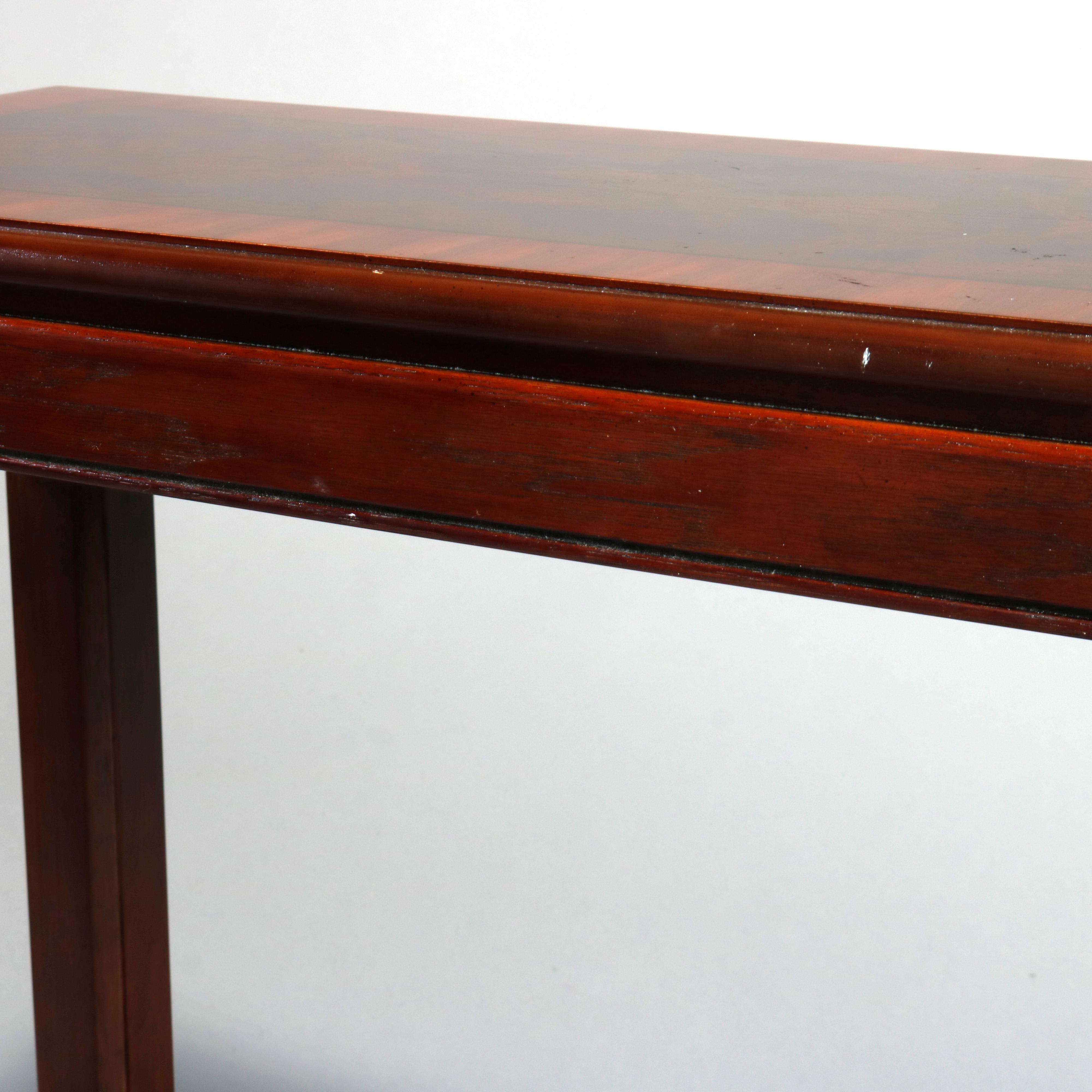 Antique Chinese Chippendale Mahogany Crossbanded Console Table by Drexel, 20th C 8