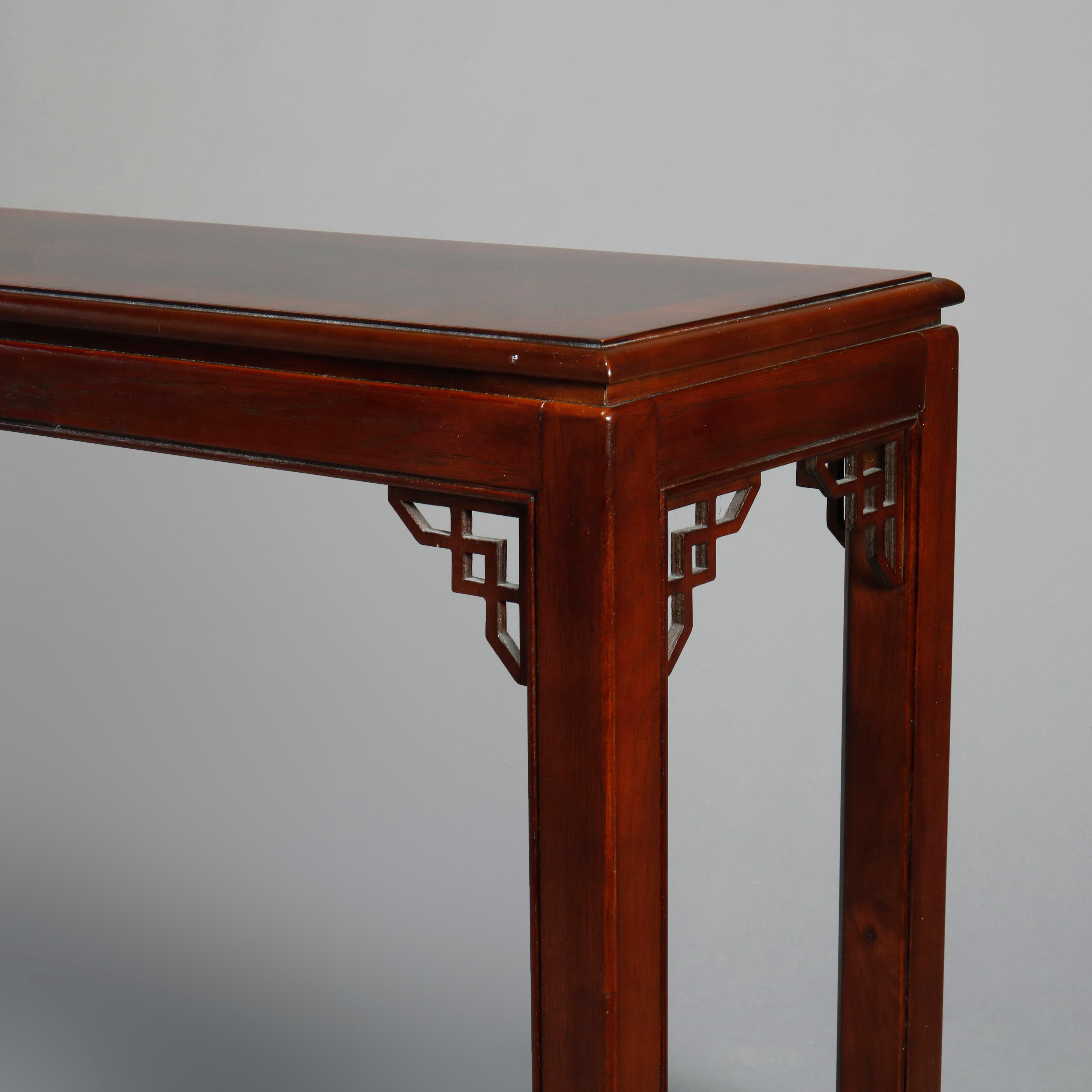 20th Century Antique Chinese Chippendale Mahogany Crossbanded Console Table by Drexel, 20th C