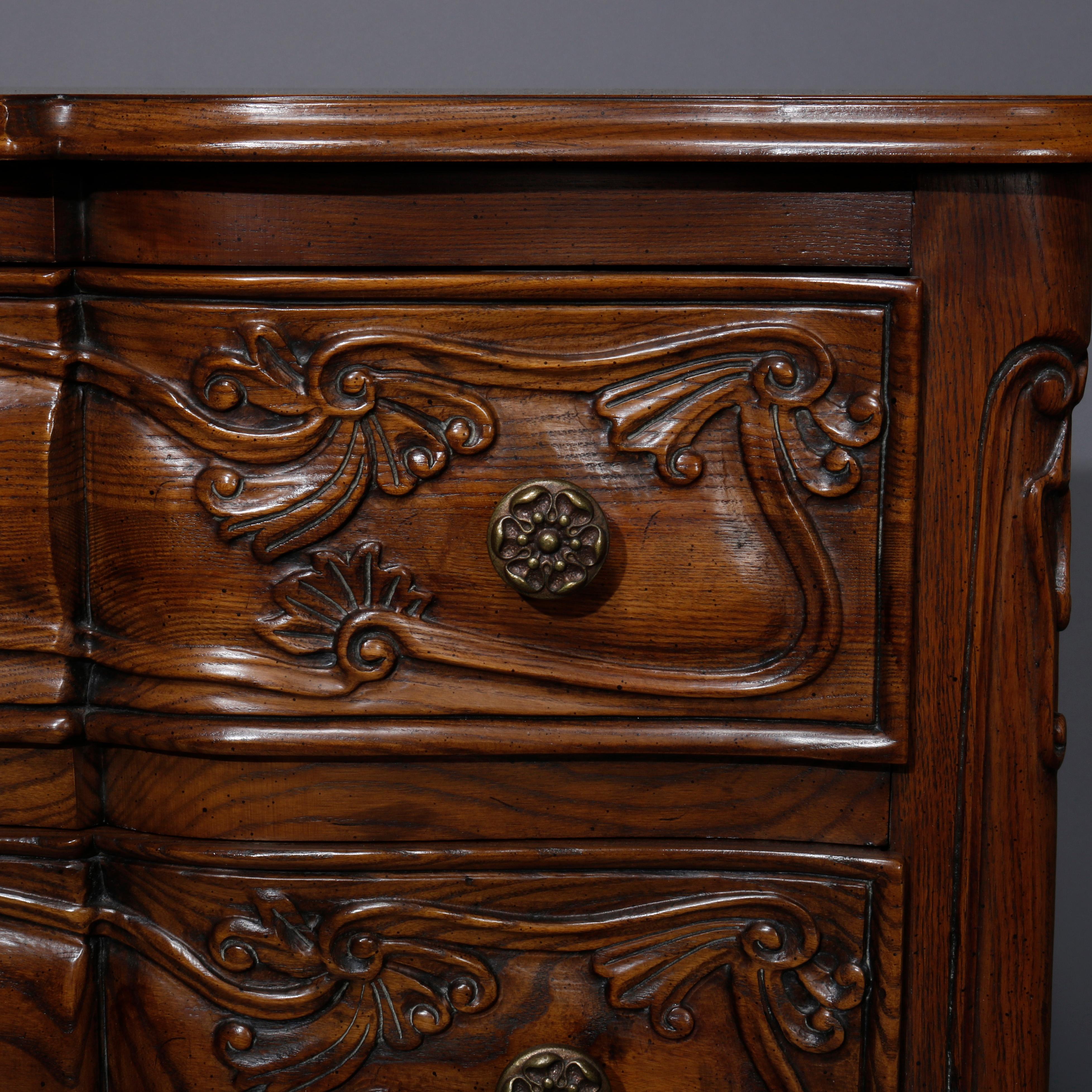 Henredon Oak French Louis XIV Style Carved Swell Front Commode, 20th Century 5