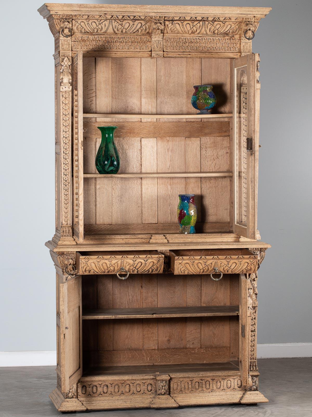 Antique Henri II Style French Oak Bookcase Display Cabinet Bibliothèque, 1880 For Sale 8