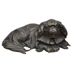 Antike Henri Prozinski „Pekingese“ Französische Bronze-Figuren-Show-Hunde-Skulptur