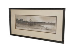 Incisione d'epoca di Henry Mortikar Rosenberg raffigurante un paesaggio con casetta di campagna e fattoria, 29"