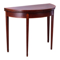 Antique Hepplewhite Banded & Inlaid Sunburst Mahogany Game Table, circa 1820