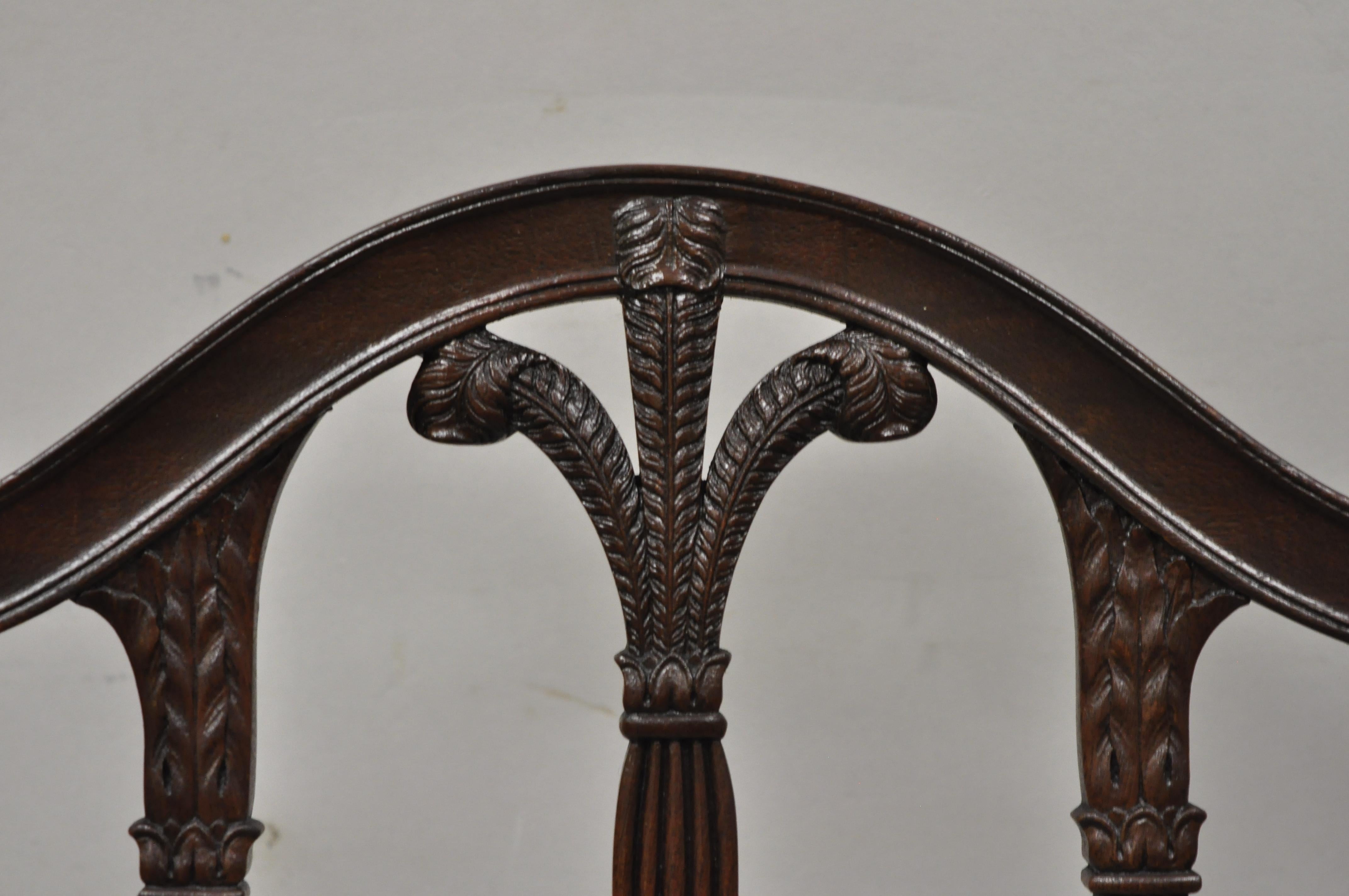 Nord-américain Chaise d'appoint de salle à manger ancienne Hepplewhite en acajou sculpté Plume Prince of Wales