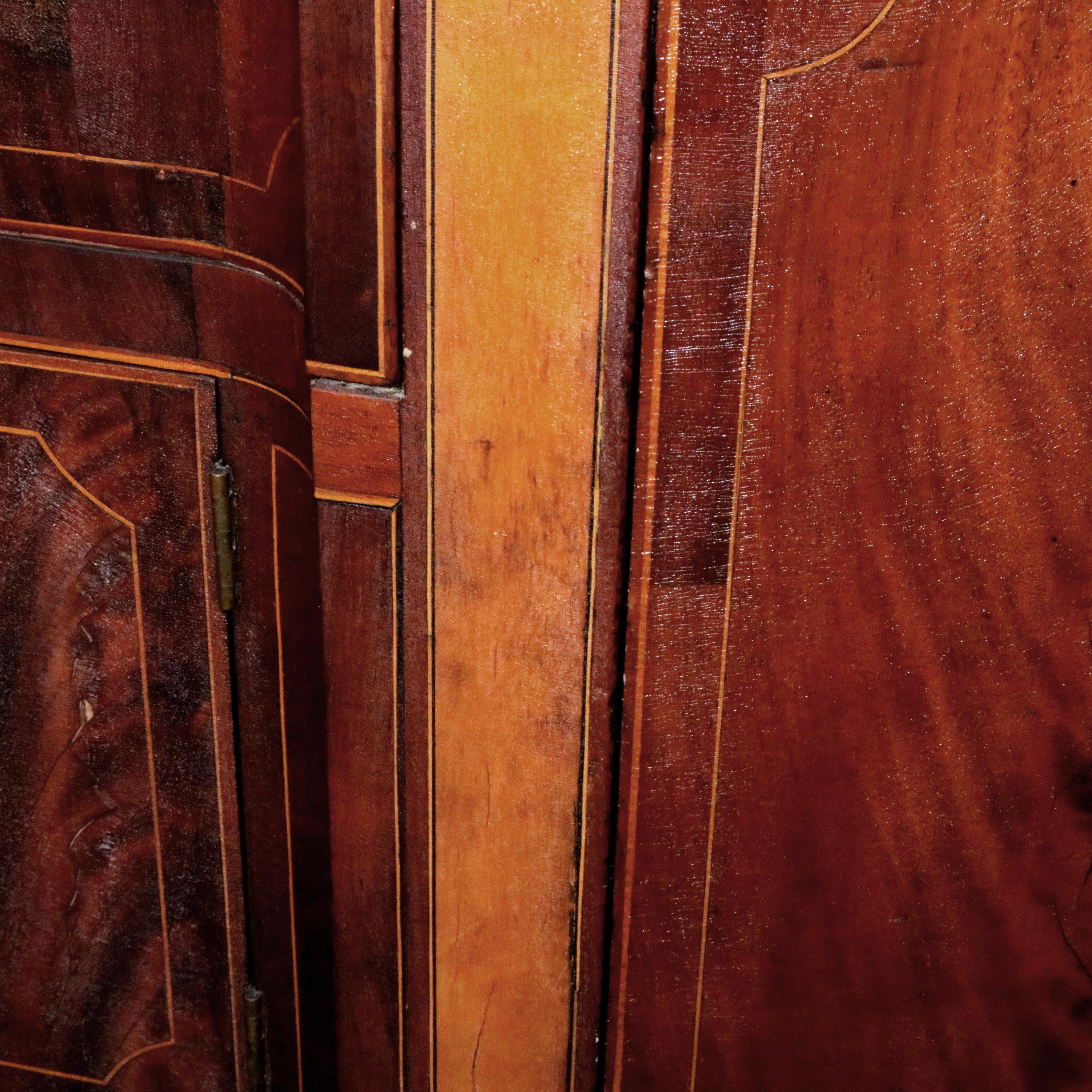 Antique Hepplewhite Demilune Satinwood Banded Flame Mahogany Sideboard, c1820 8