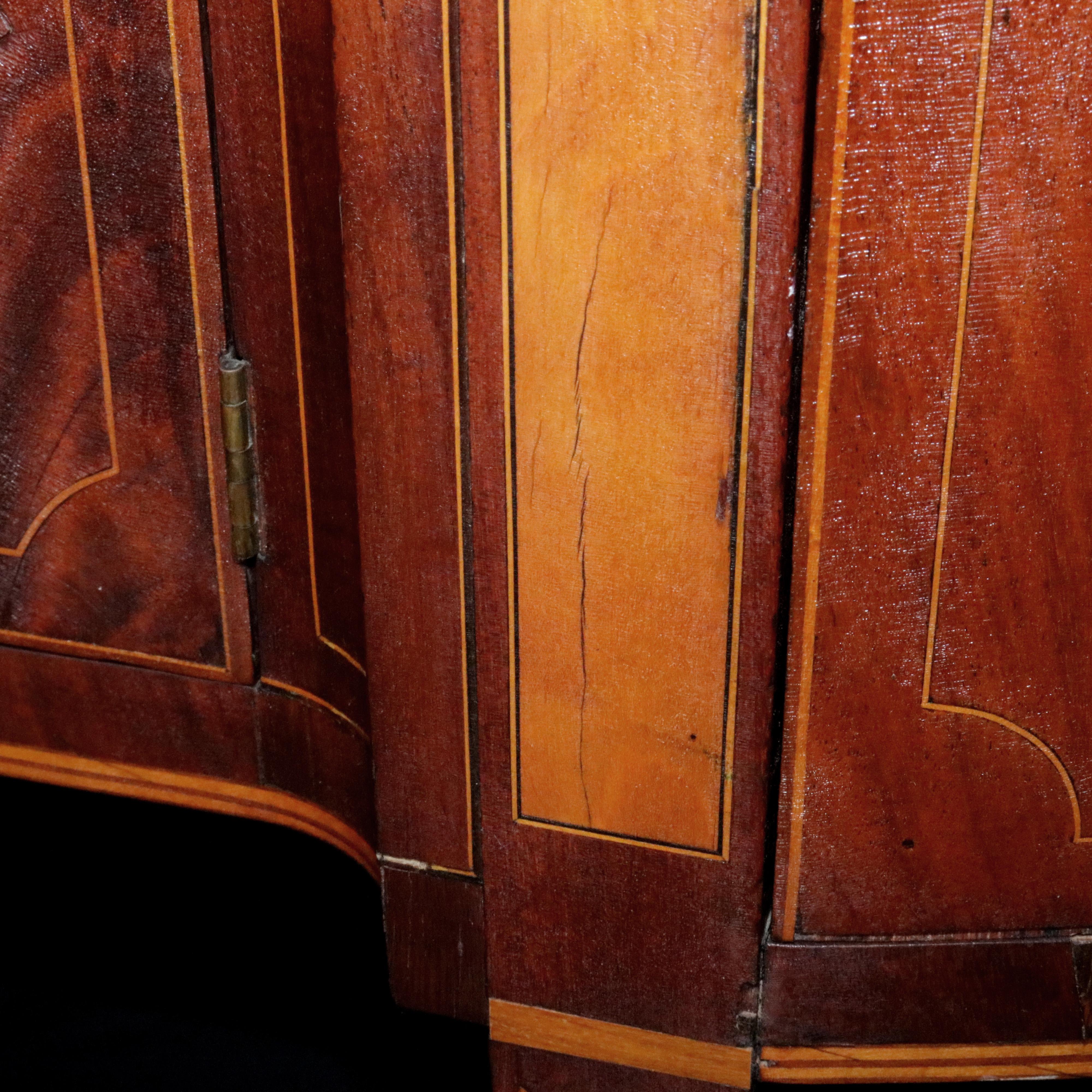 Antique Hepplewhite Demilune Satinwood Banded Flame Mahogany Sideboard, c1820 9