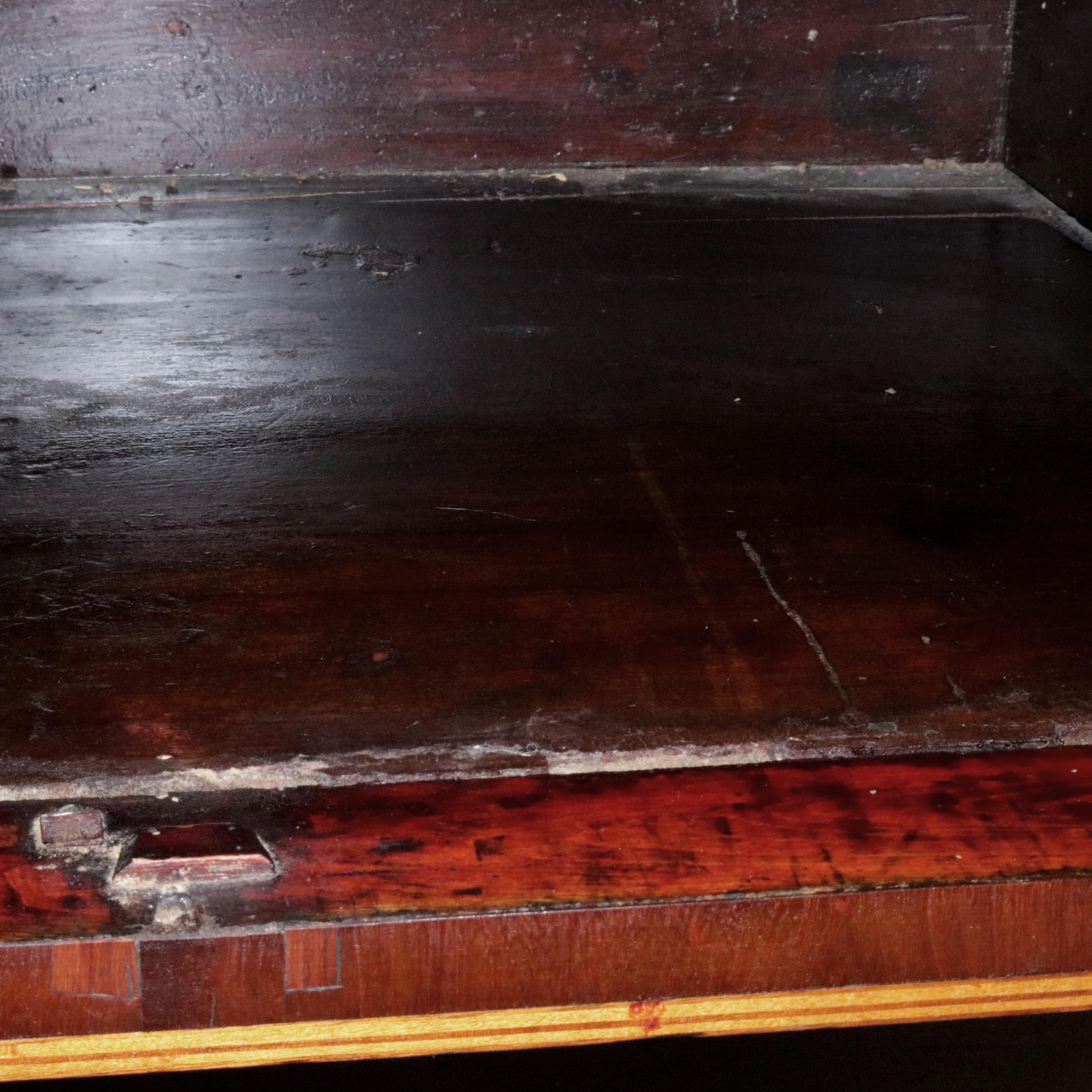 Antique Hepplewhite Demilune Satinwood Banded Flame Mahogany Sideboard, c1820 10