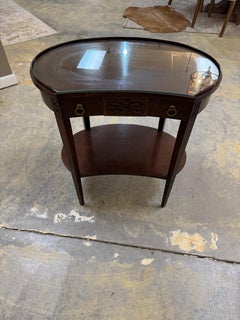 Antique Hepplewhite End Table, Mahogany with Glass Top, Mersman