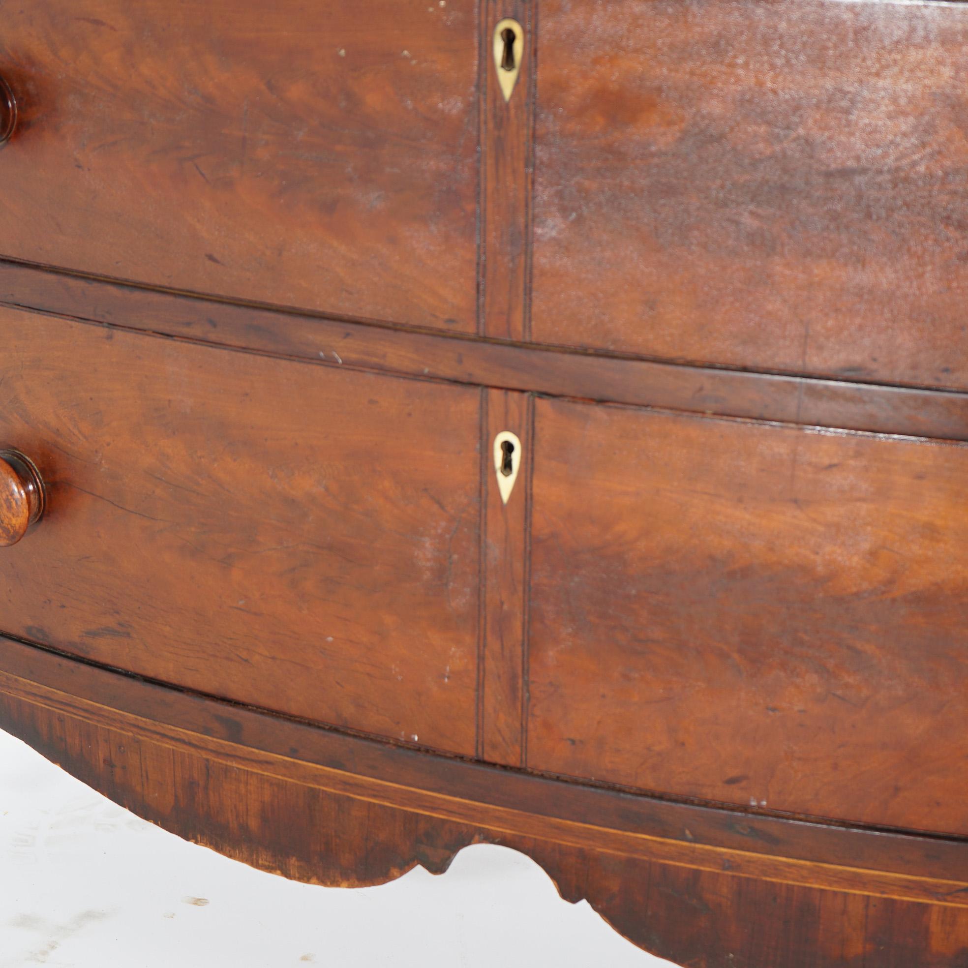 19th Century Antique Hepplewhite Flame Mahogany Bow Front Chest of Drawers c1830