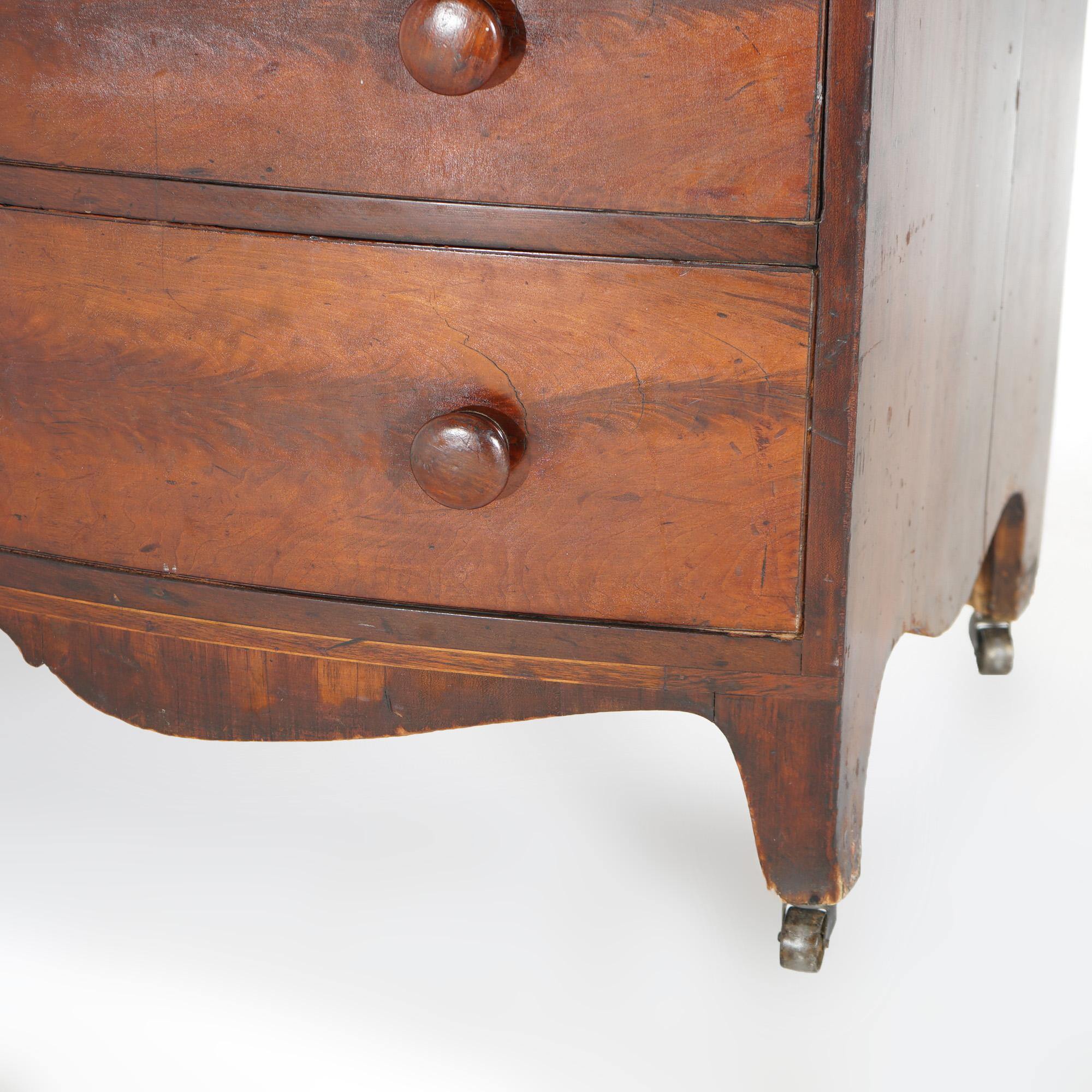 Antique Hepplewhite Flame Mahogany Bow Front Chest of Drawers c1830 1