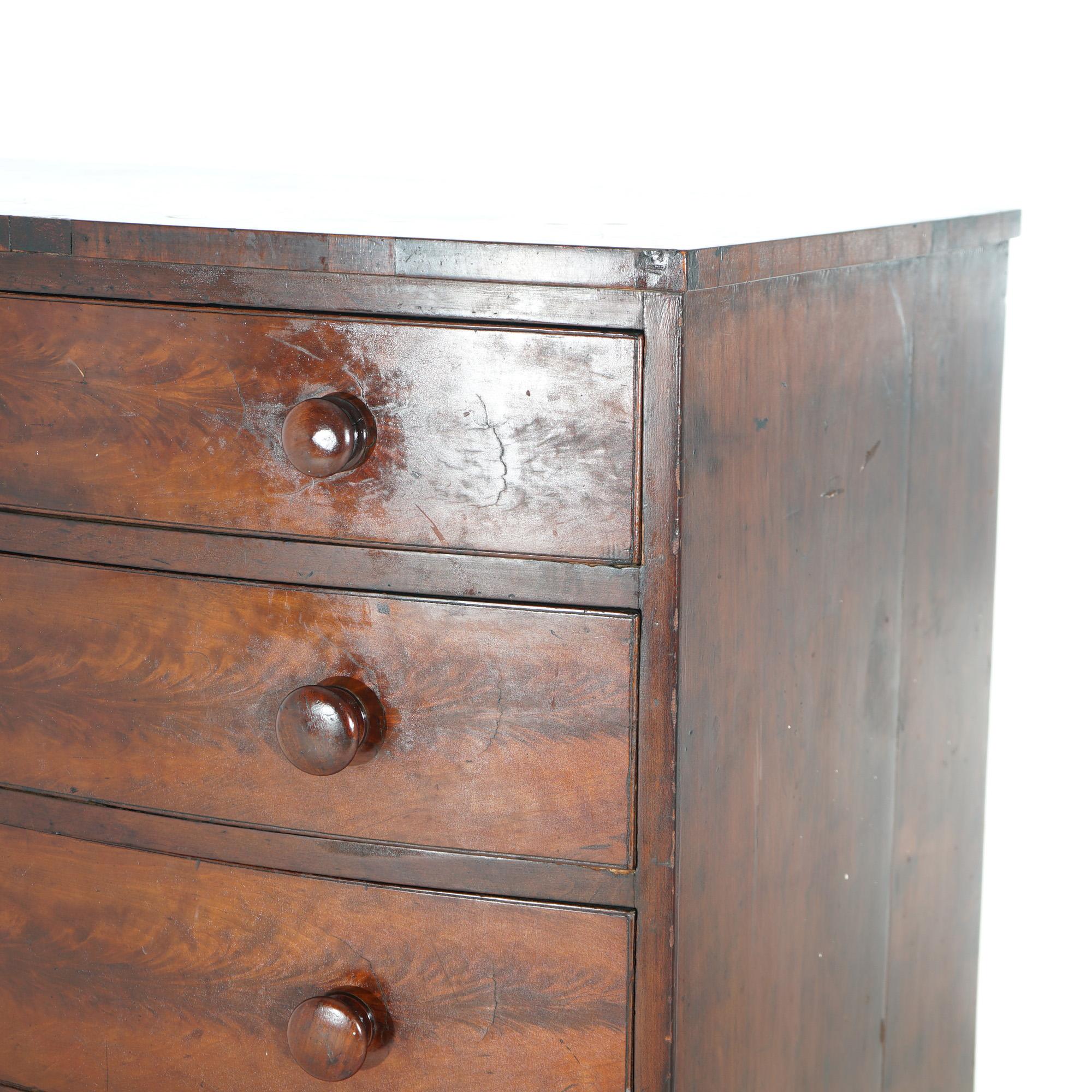 Antique Hepplewhite Flame Mahogany Bow Front Chest of Drawers c1830 2