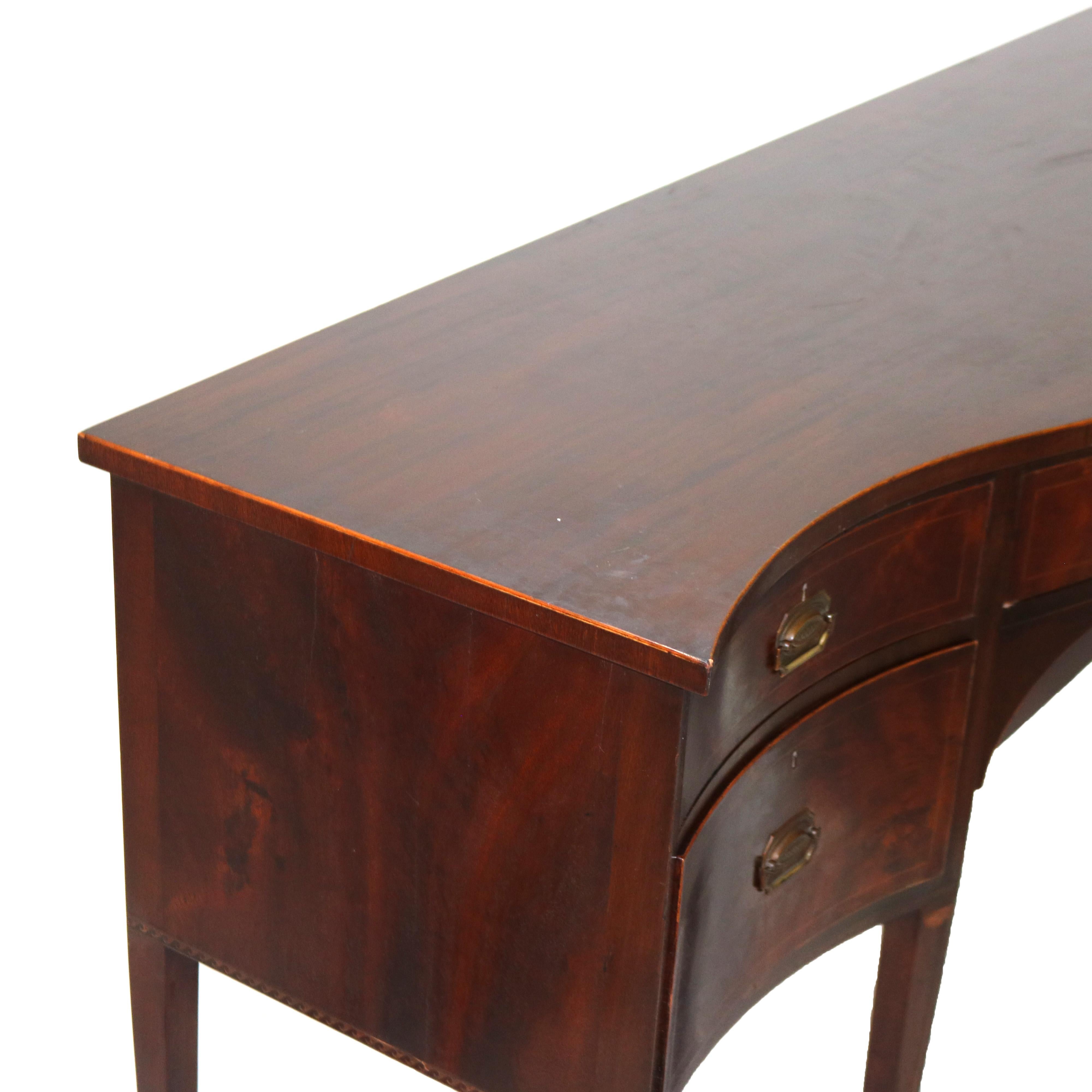 Antique buffet Hepplewhite Flame en acajou et citronnier marqueté et orné de bandes C1920 en vente 7