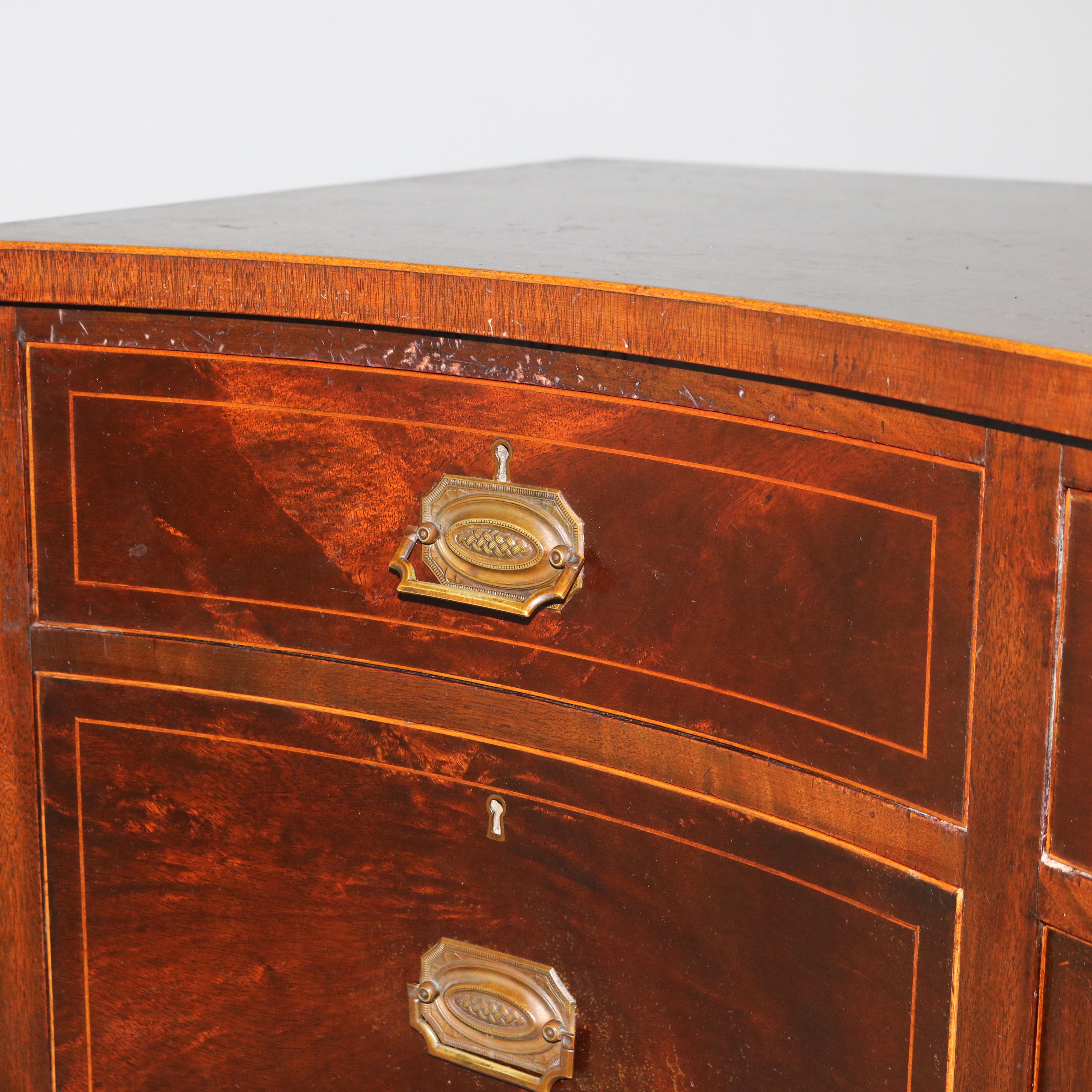 Antique buffet Hepplewhite Flame en acajou et citronnier marqueté et orné de bandes C1920 en vente 2