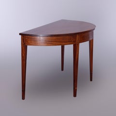 Antique Hepplewhite Flame Mahogany & Satinwood Inlaid Banquet Table 19th C
